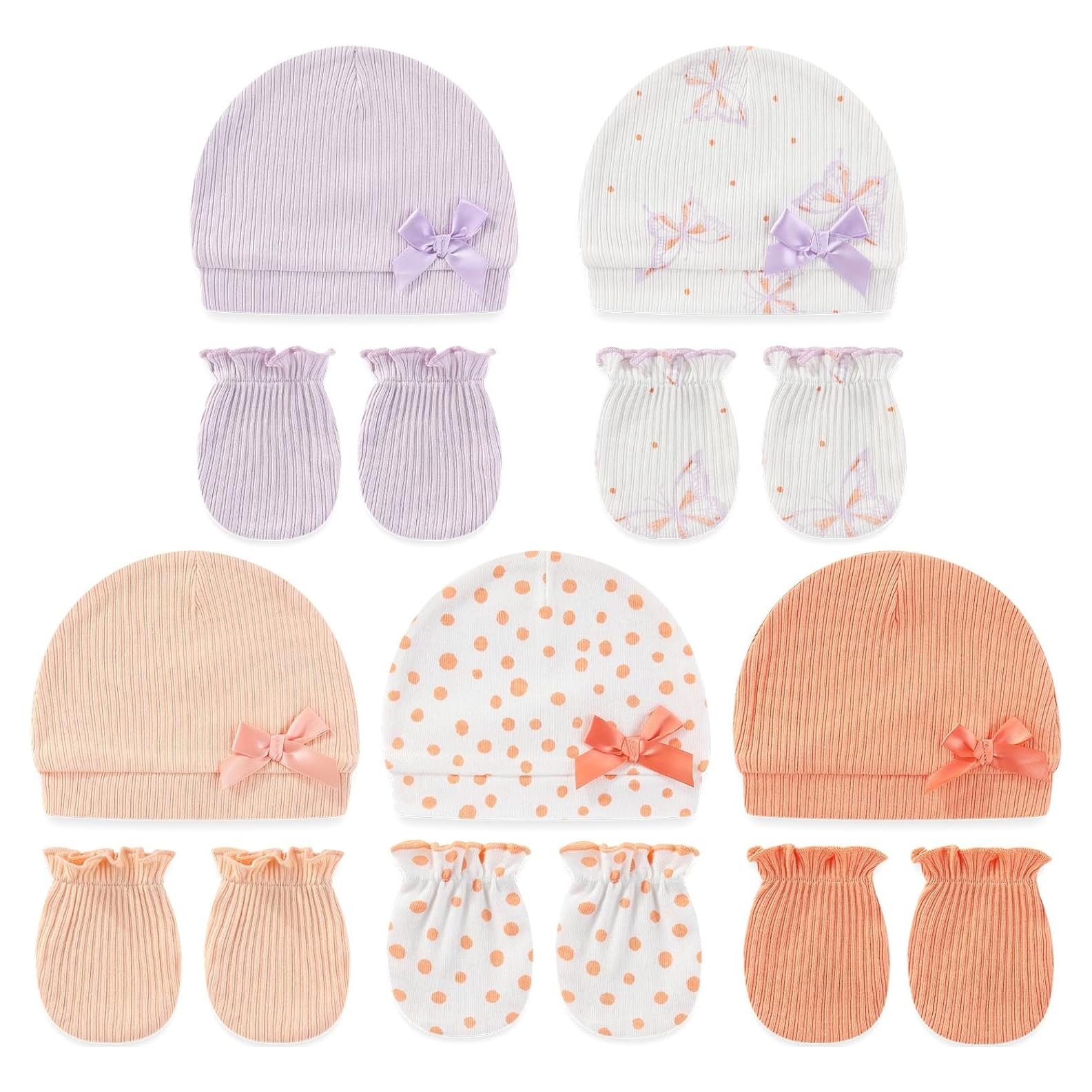 Conjunto de Gorros y Manoplas para Bebé 10-Pack 0-6 Meses