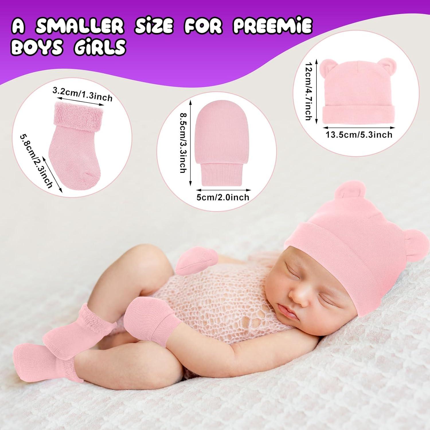 Conjunto de Gorro, Manoplas y Calcetines para Bebés Prematuros Cuffbow