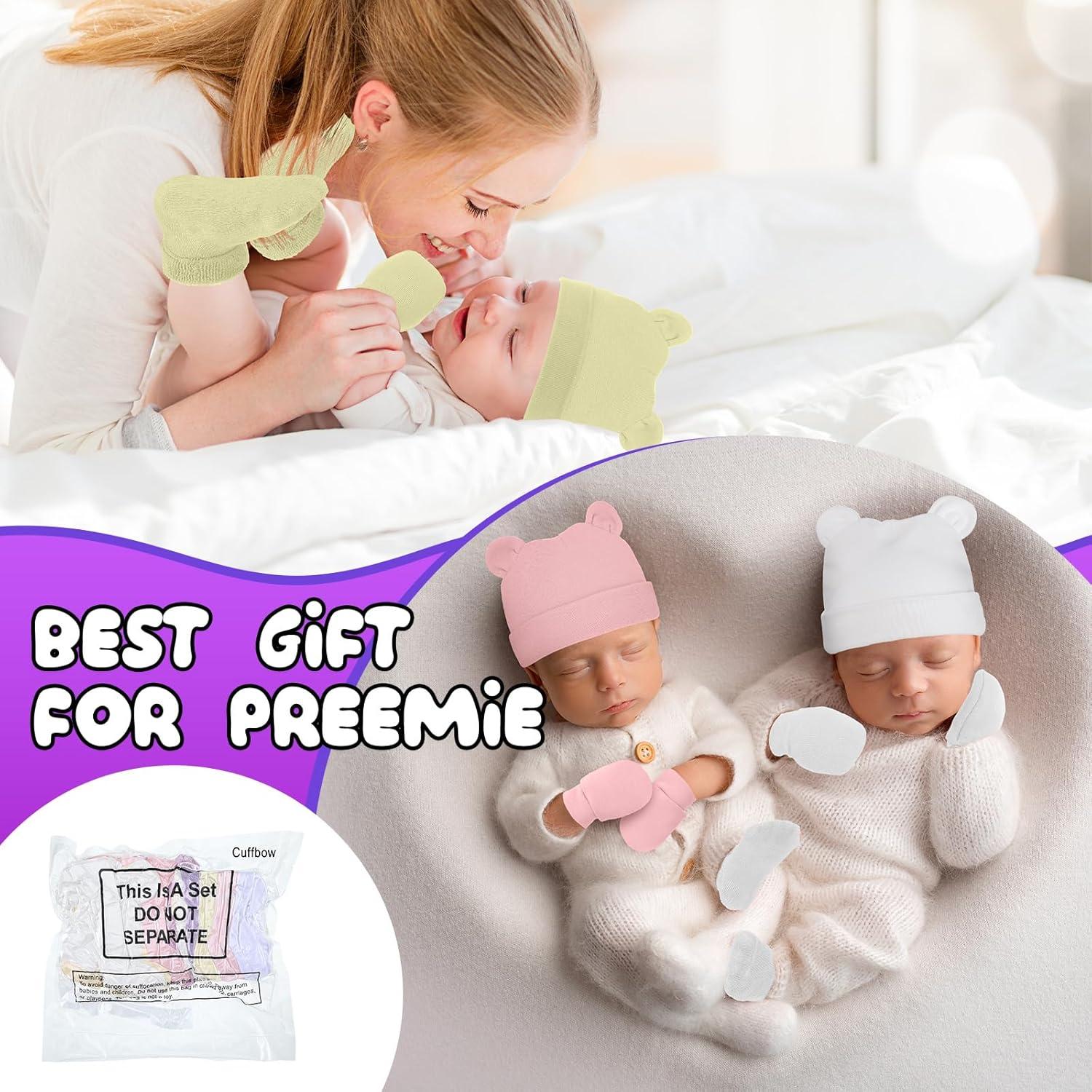 Conjunto de Gorro, Manoplas y Calcetines para Bebés Prematuros Cuffbow