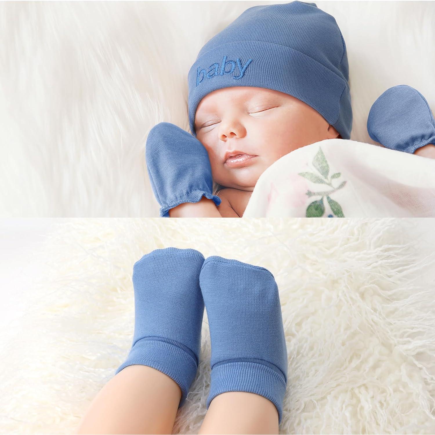 Conjunto de gorros, manoplas y calcetines AQOKKA para bebés 0-6 meses