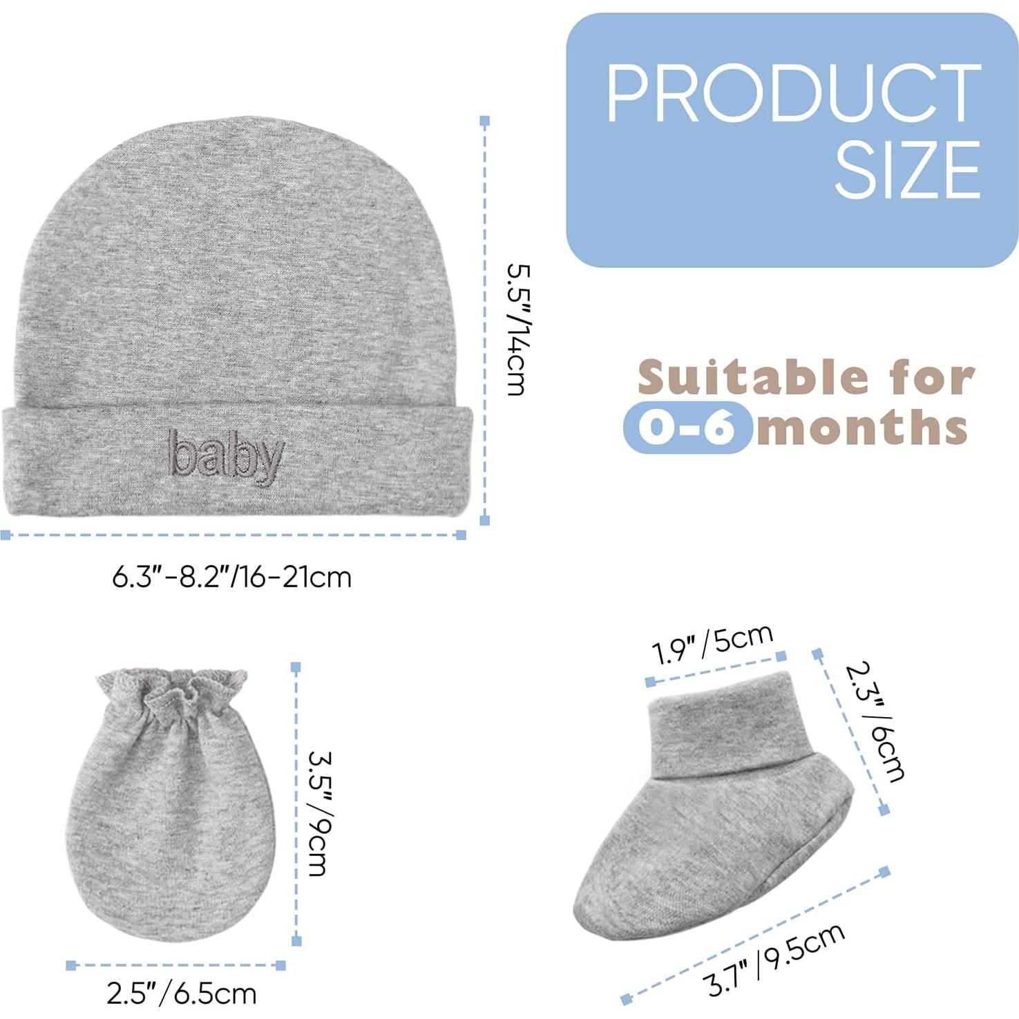 Conjunto de gorros, manoplas y calcetines AQOKKA para bebés 0-6 meses