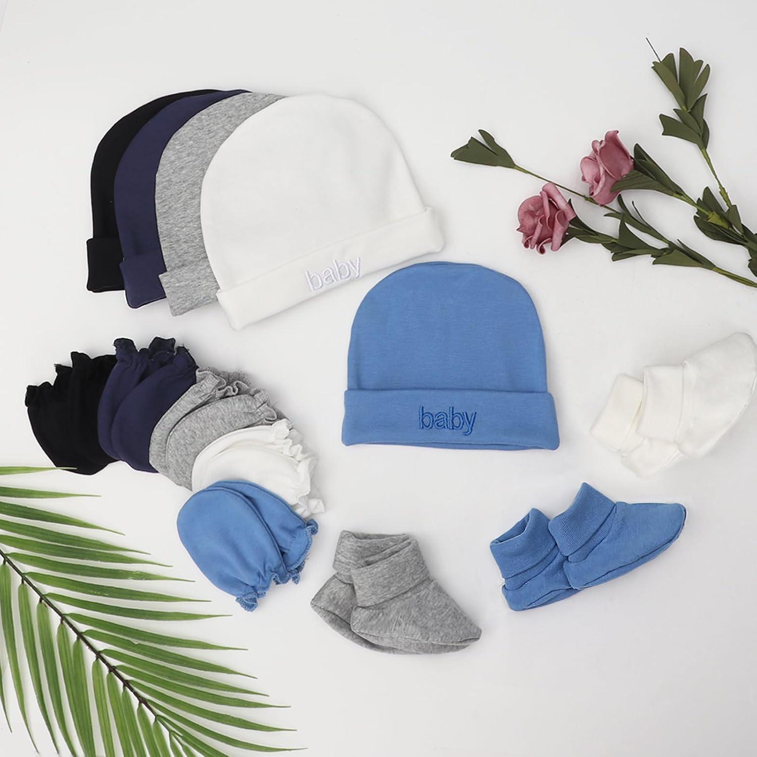 Conjunto de gorros, manoplas y calcetines AQOKKA para bebés 0-6 meses