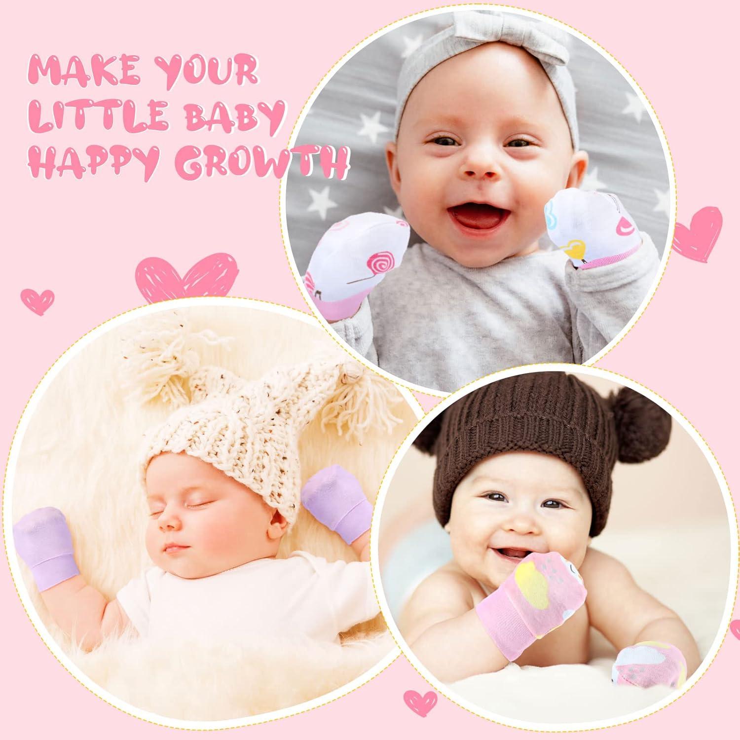 6 Pares Mitones Antirrasguños Bebés Geyoga Algodón 10x7 cm