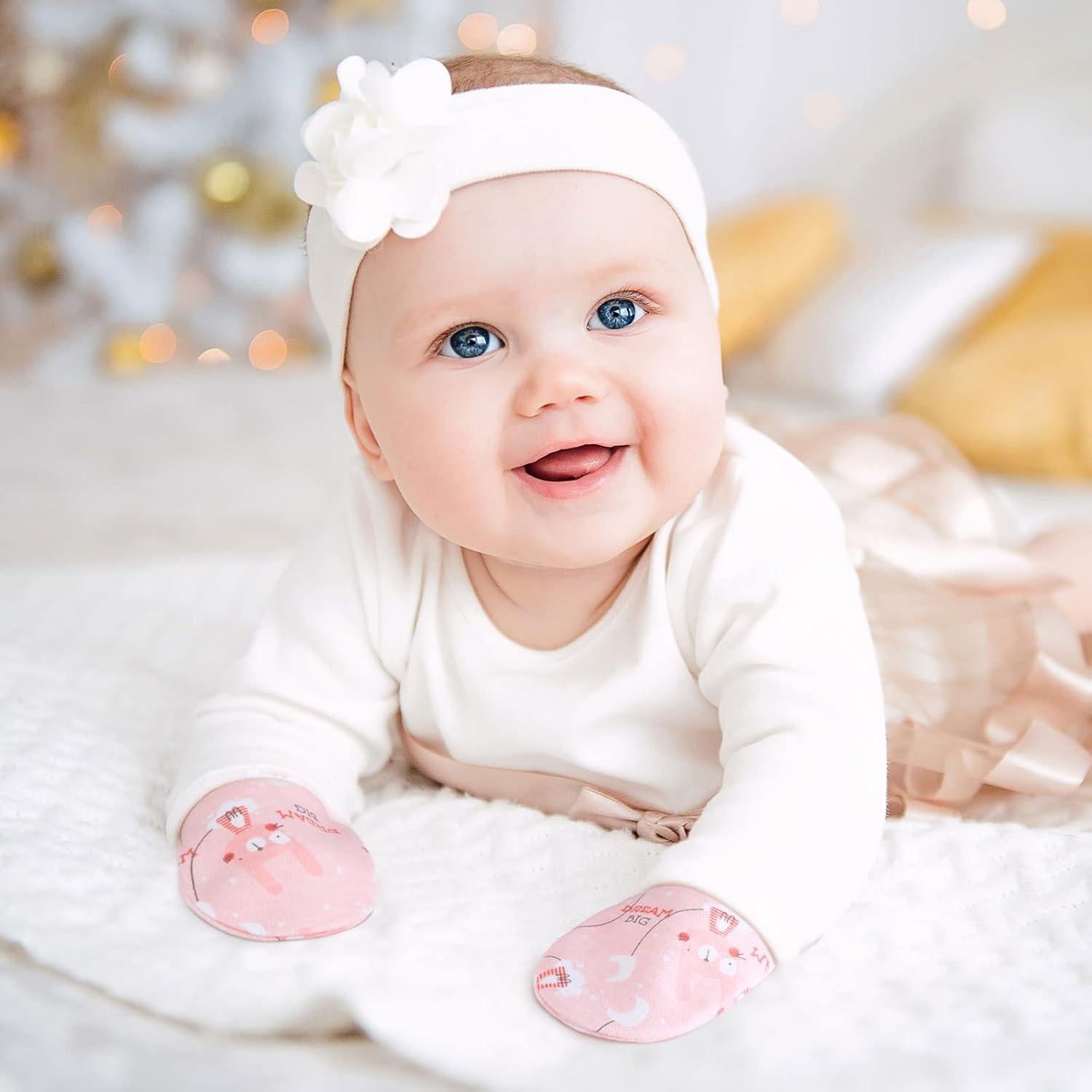 6 Pares Mitones Antirrasguños Bebés Geyoga Algodón 10x7 cm