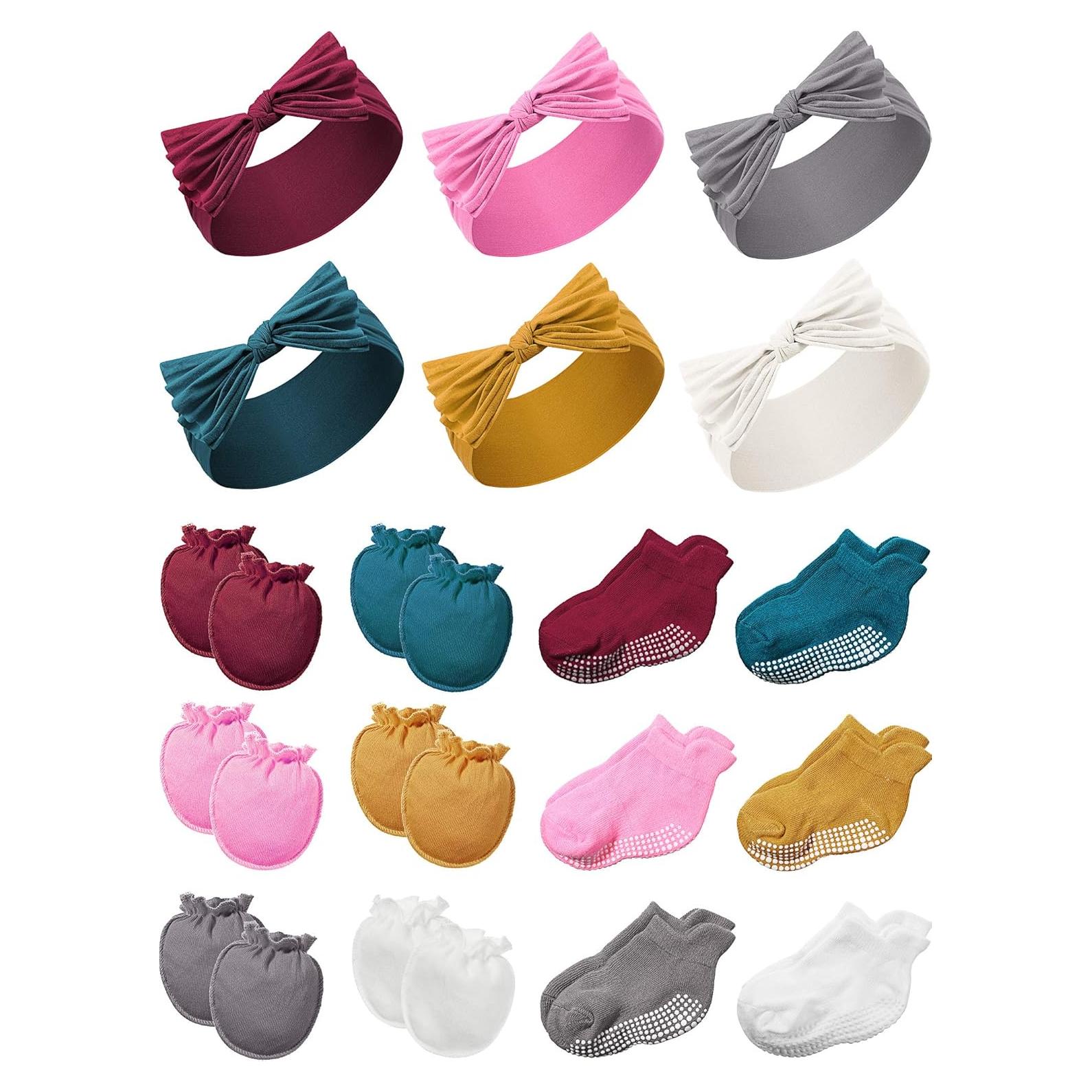Conjunto 18 Piezas Diademas, Manoplas y Calcetines Bebé Geyoga
