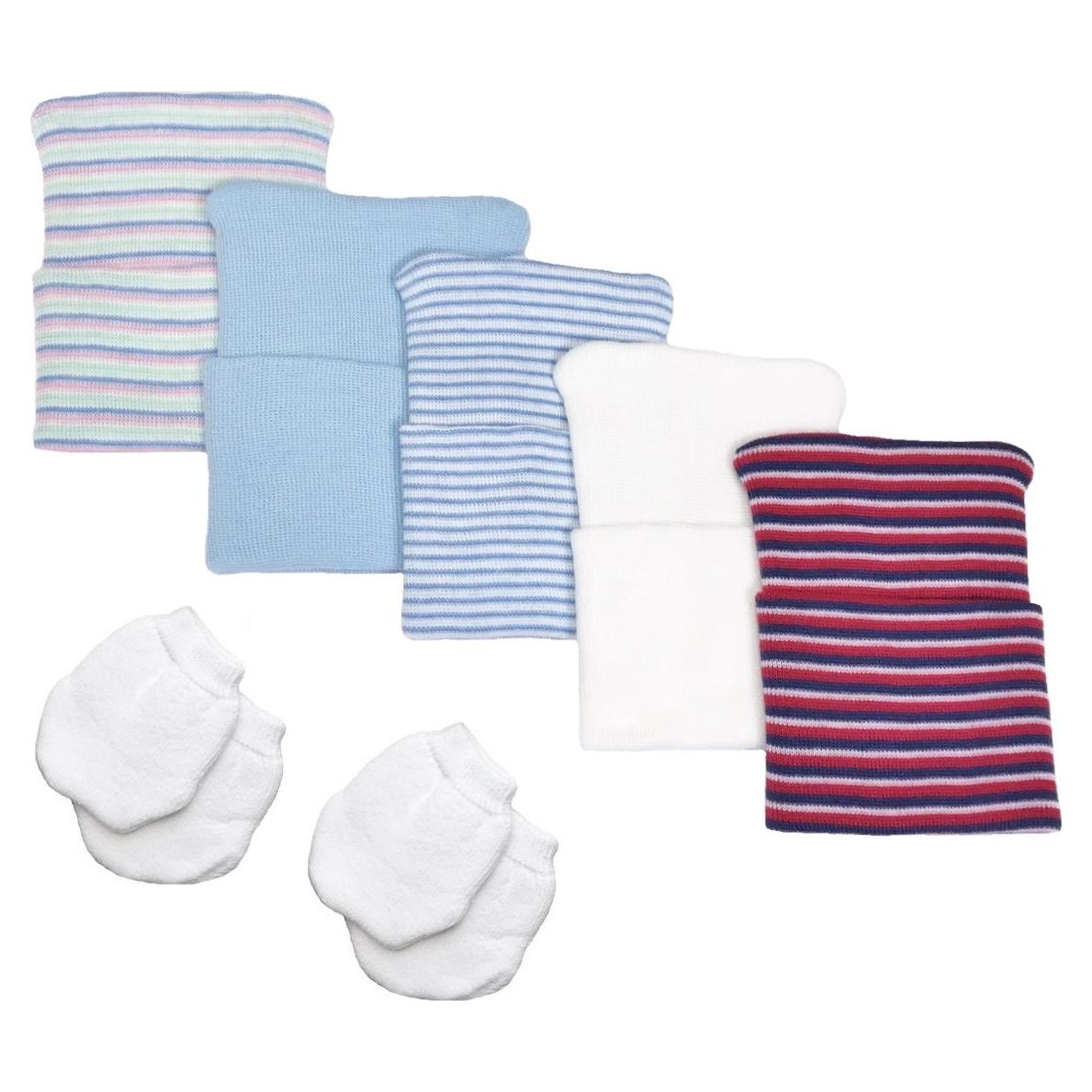 Conjunto de Sombrero y Mitones para Bebé Recién Nacido - 5 Piezas
