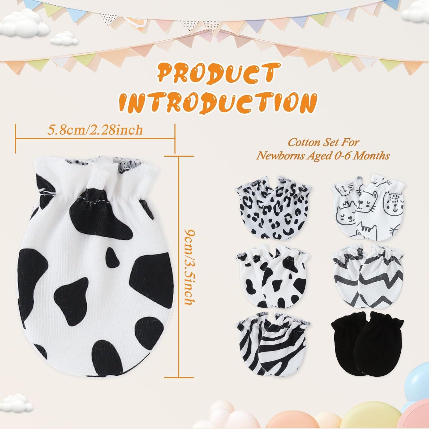 Manoplas para Bebé 0-6 Meses Flagsky 100% Algodón - 6 Pares