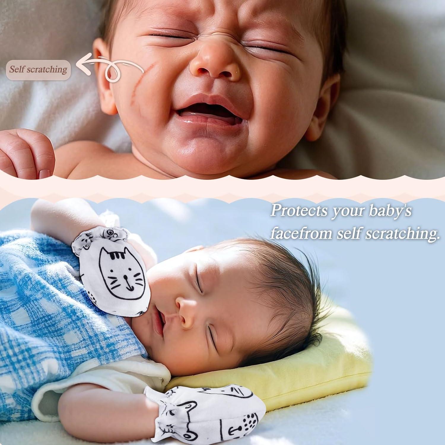 Manoplas para Bebé 0-6 Meses Flagsky 100% Algodón - 6 Pares