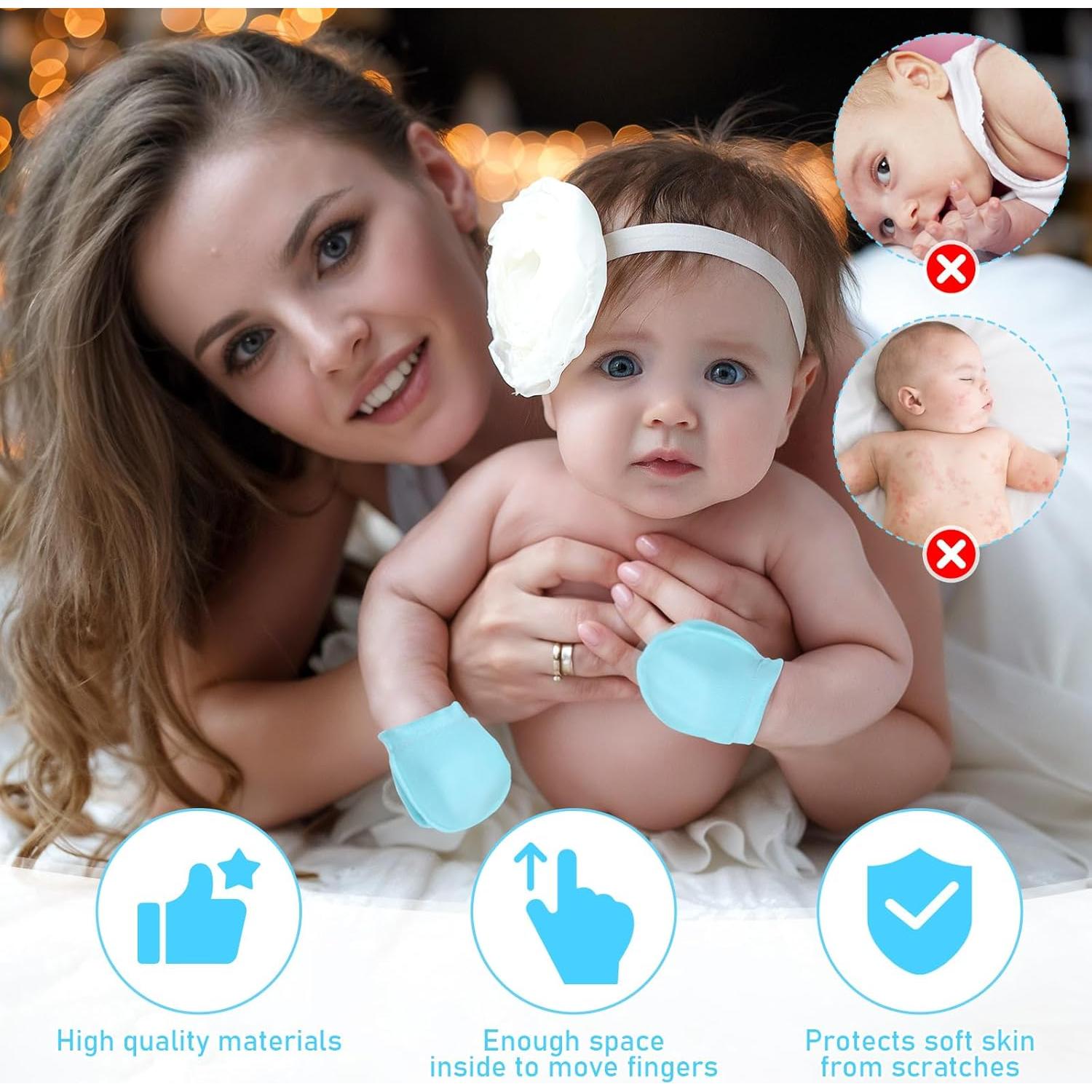 16 Pares de Manoplas para Bebés HekouJiub 0-6 Meses Algodón