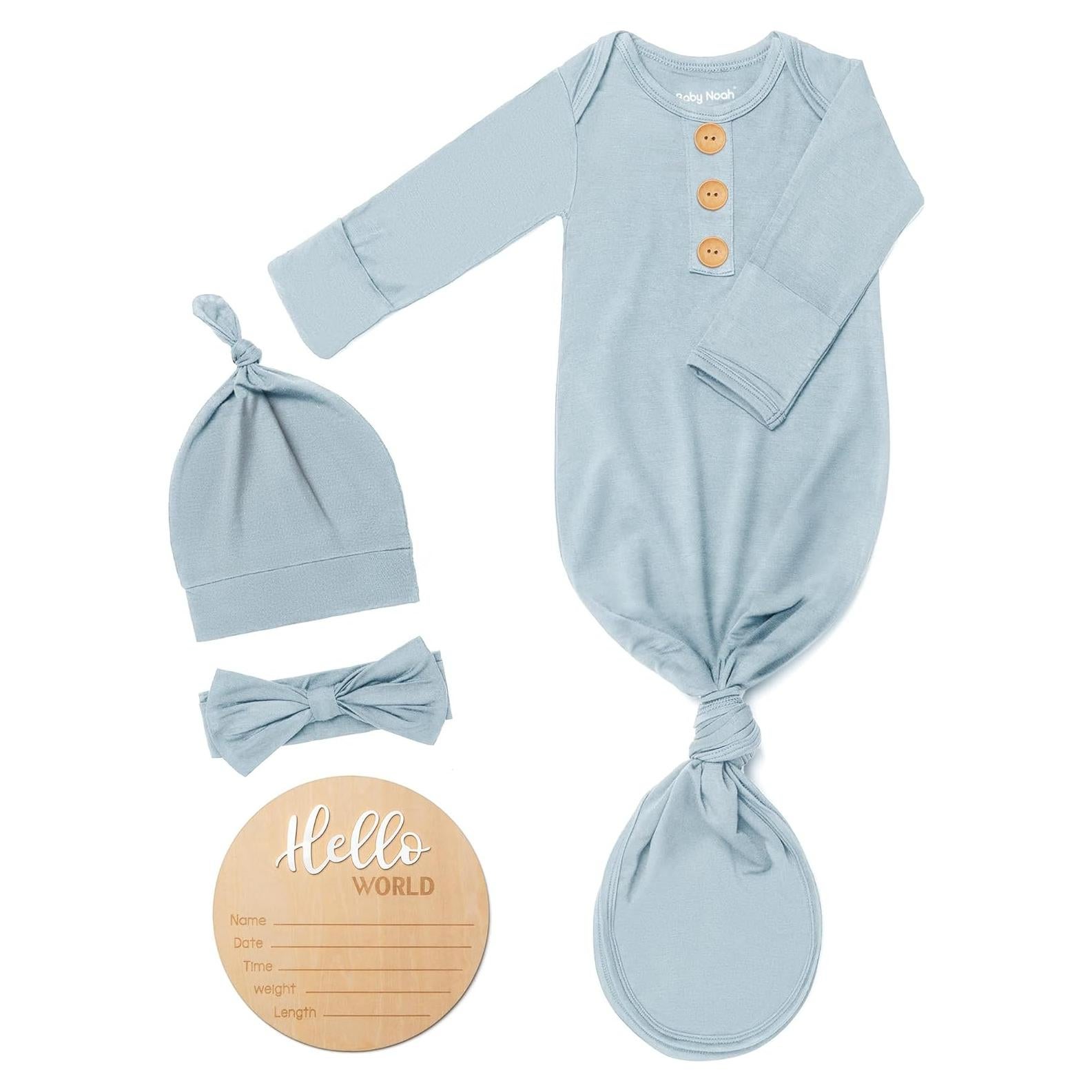 Vestido de Nudo Suave Baby Noah 0-3 Meses Azul Bebé