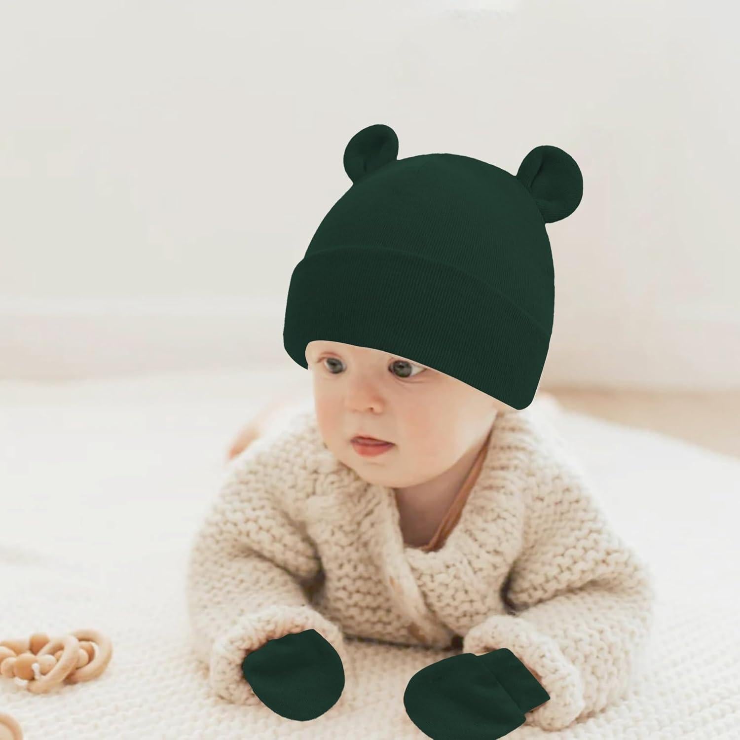 Conjunto Gorro y Manoplas Bebé UTTPLL Algodón 0-6 meses