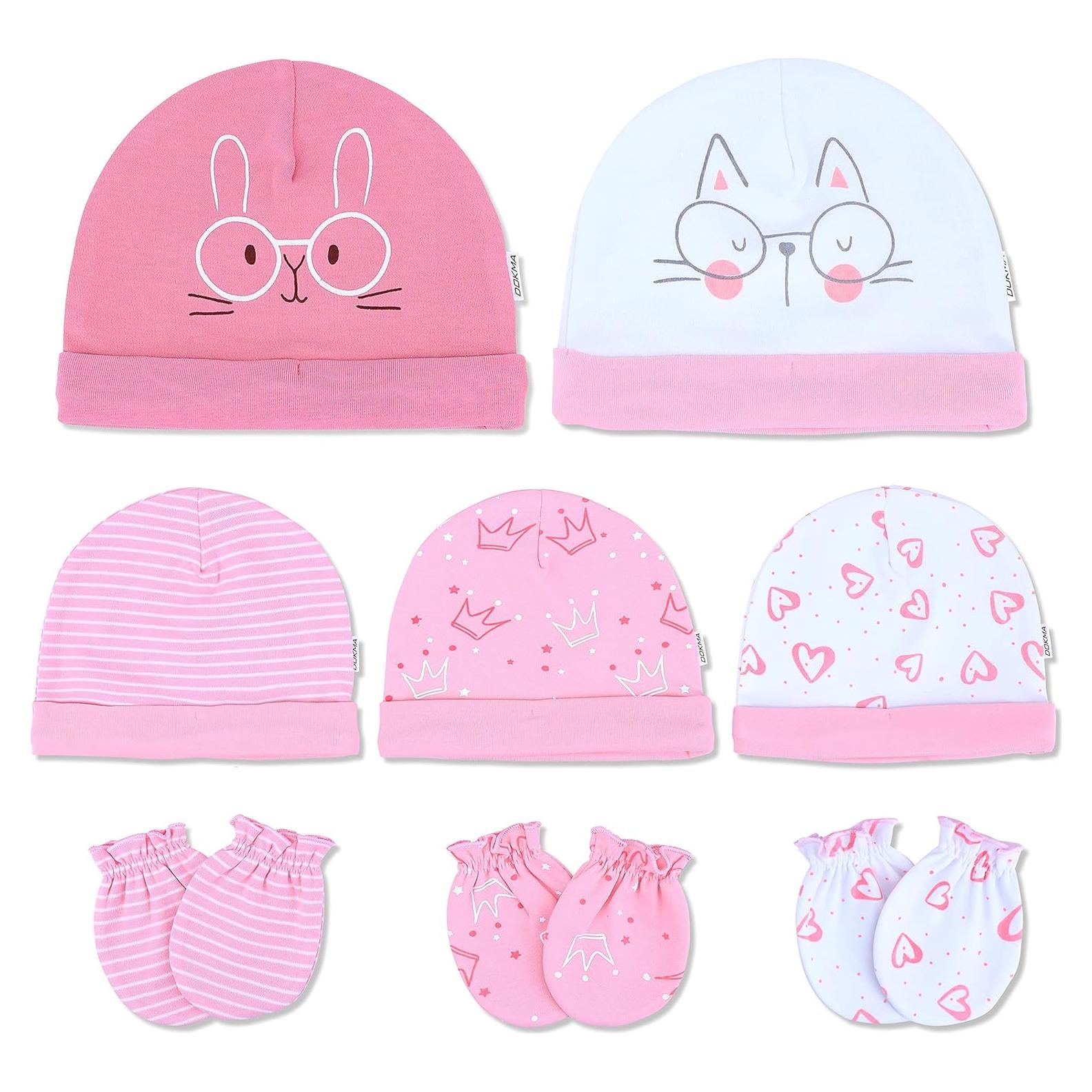Conjunto Mitones y Gorras Algodón Orgánico DOKMA 0-6 Meses