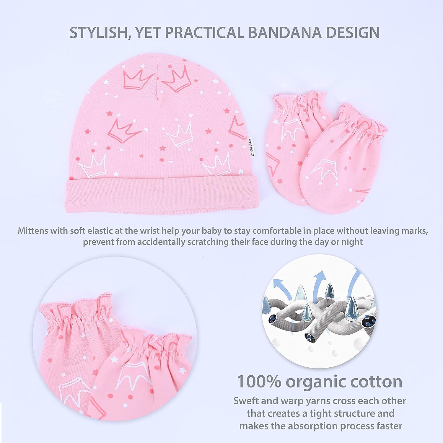 Conjunto Mitones y Gorras Algodón Orgánico DOKMA 0-6 Meses