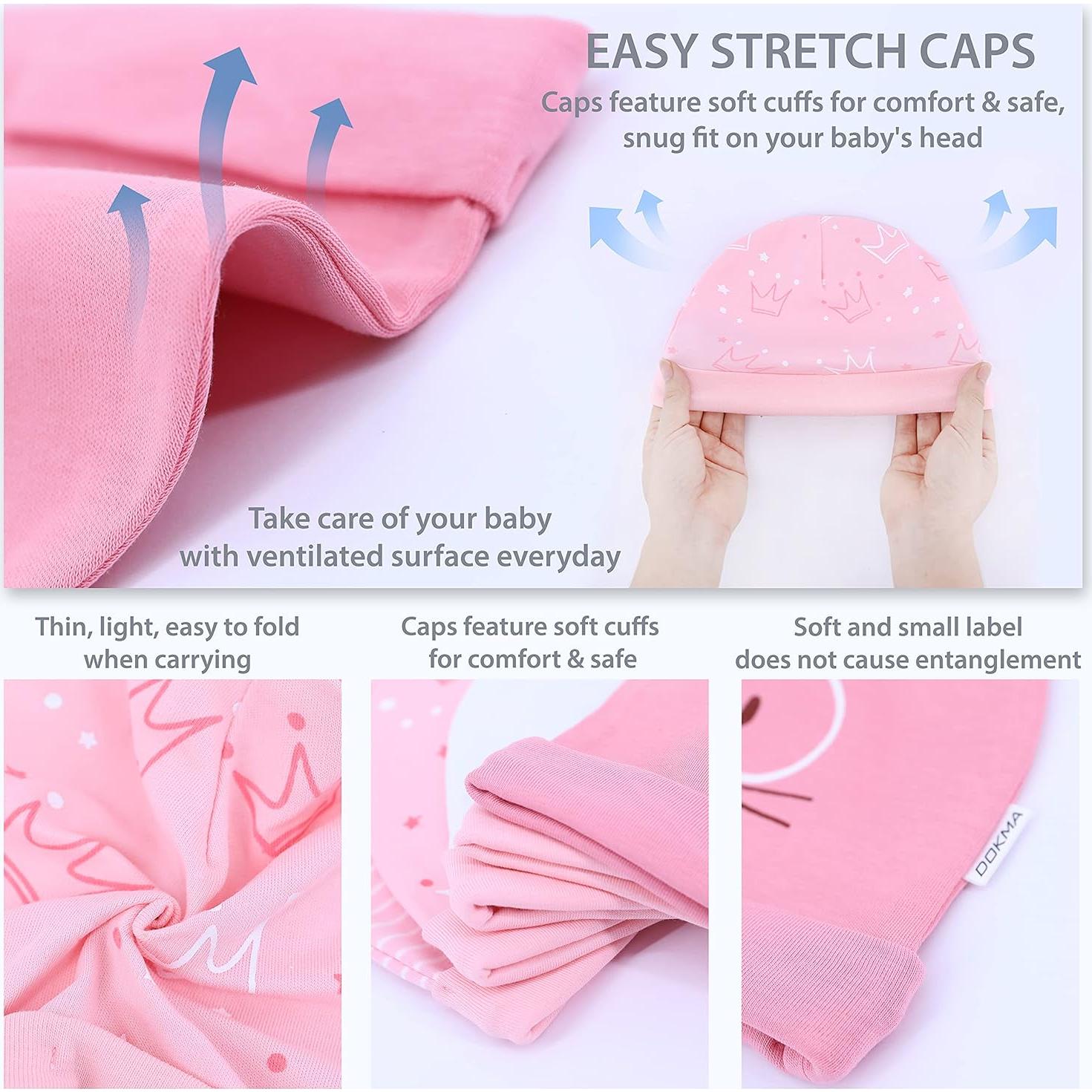 Conjunto Mitones y Gorras Algodón Orgánico DOKMA 0-6 Meses