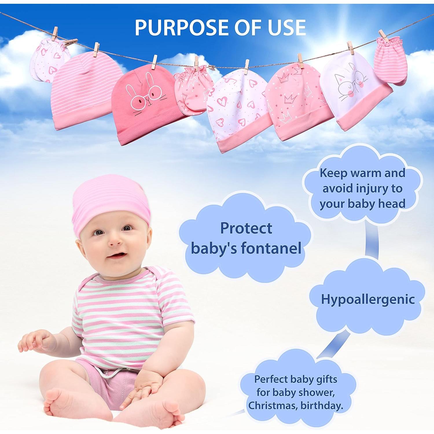 Conjunto Mitones y Gorras Algodón Orgánico DOKMA 0-6 Meses