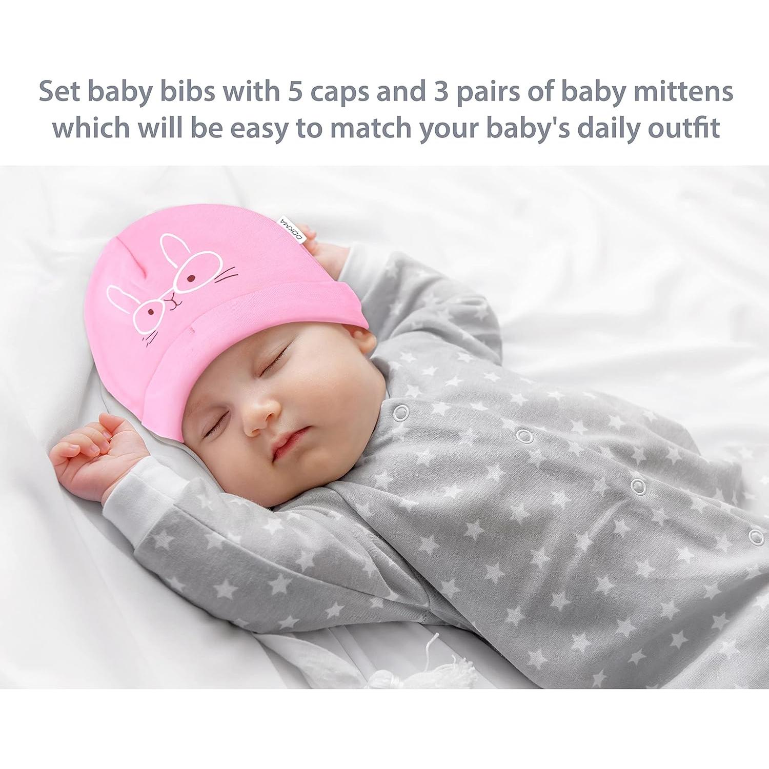 Conjunto Mitones y Gorras Algodón Orgánico DOKMA 0-6 Meses