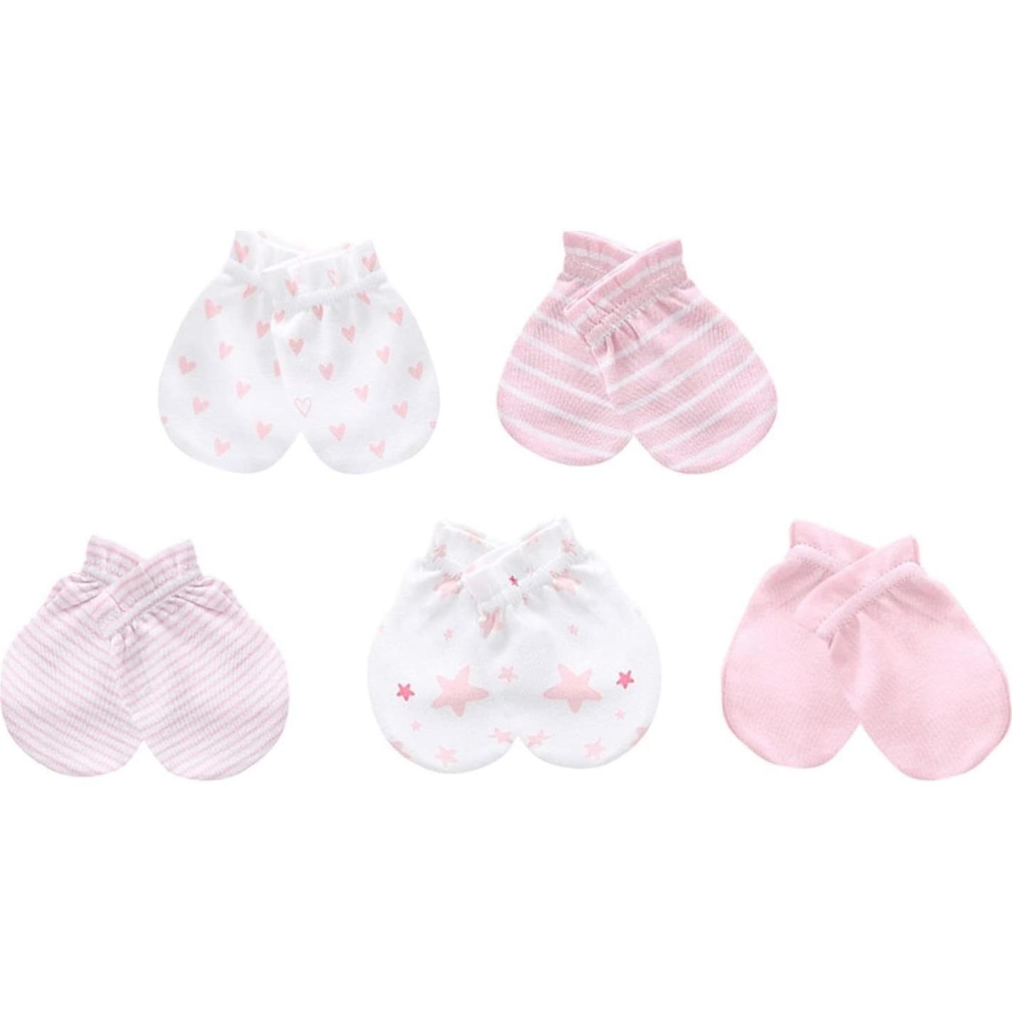 Conjunto Ropa Bebé 100% Algodón Rosa 0-3 Meses con Gorras y Manoplas