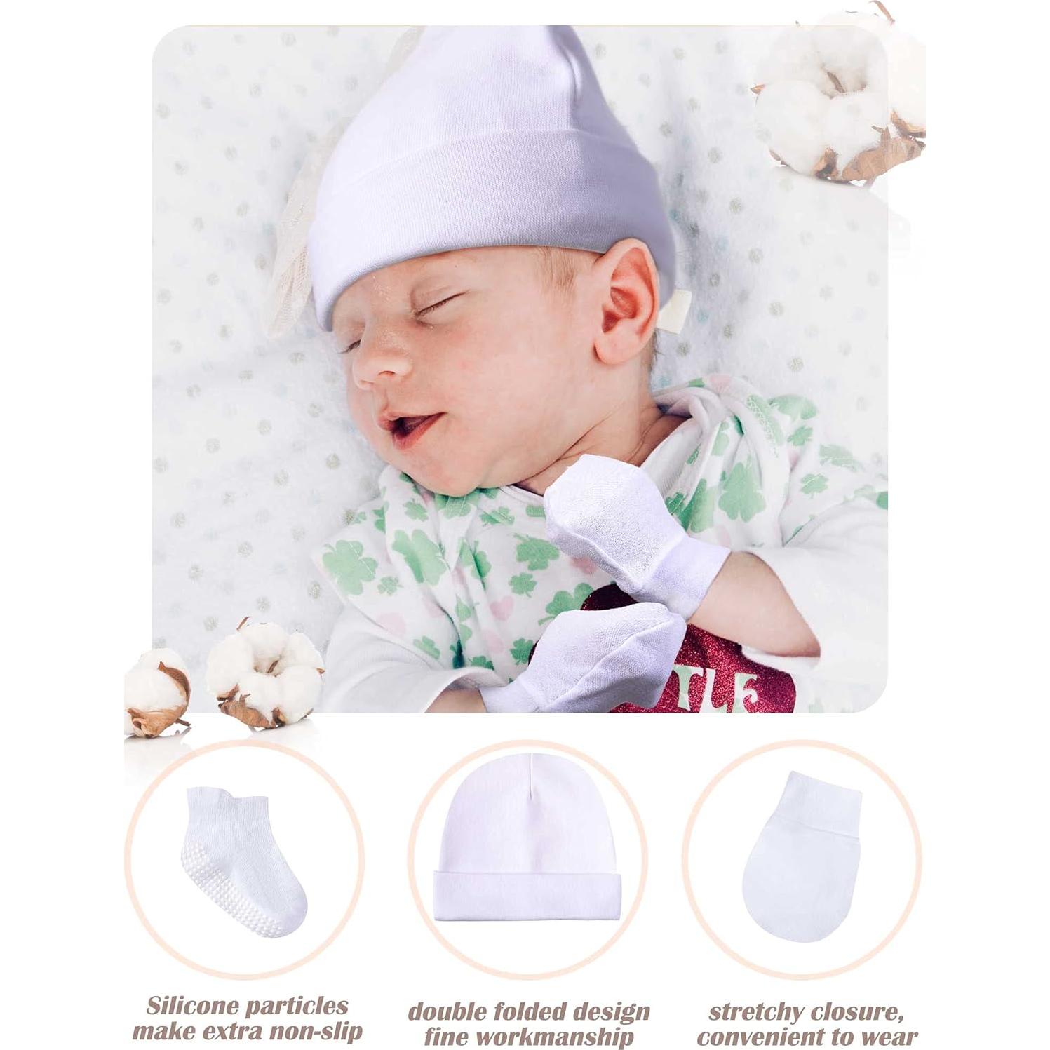 Conjunto de Gorro Beanie, Manoplas y Calcetines Bebé Algodón