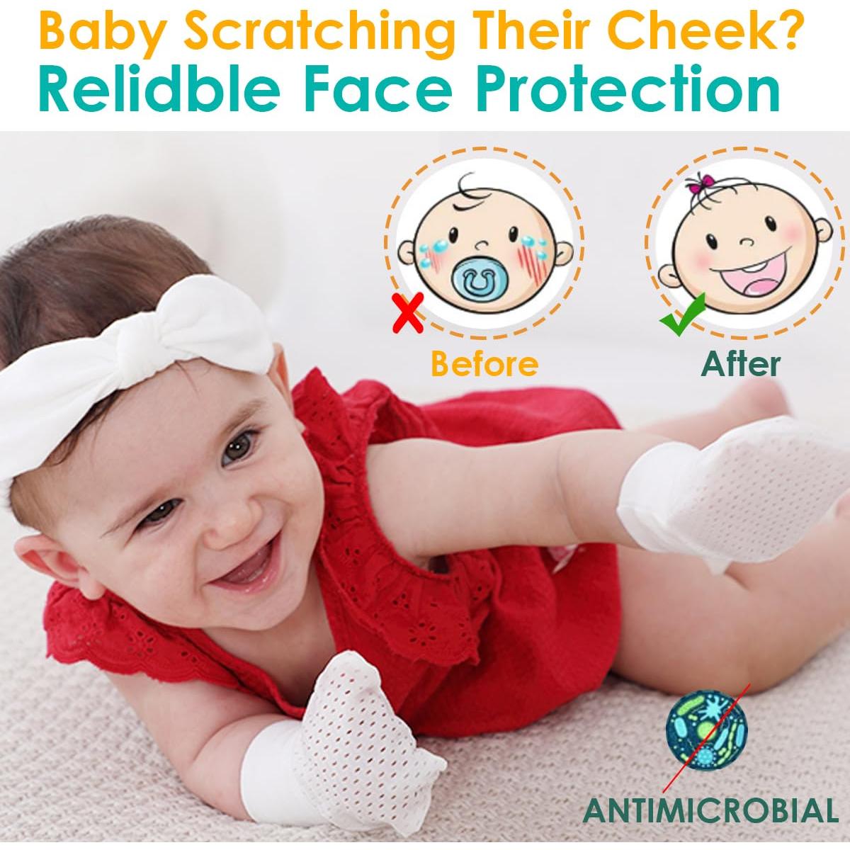 Manoplas Antirrasguños para Bebé Niña 0-6 Meses - 6 Pares