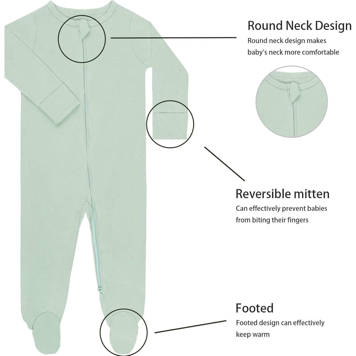 Pijamas de Bebé GUISBY 3-Pack Algodón Manga Larga con Pies