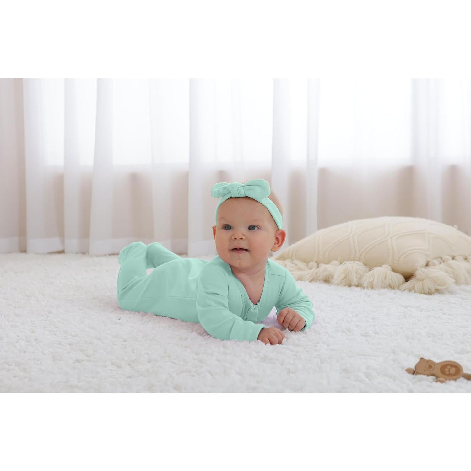 Pijamas de Bebé GUISBY 3-Pack Algodón Manga Larga con Pies