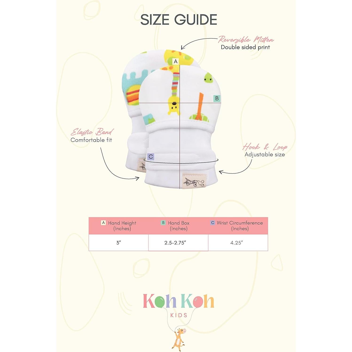 Mitones Ajustables KOH KOH Bebé Algodón Anti Rasguño