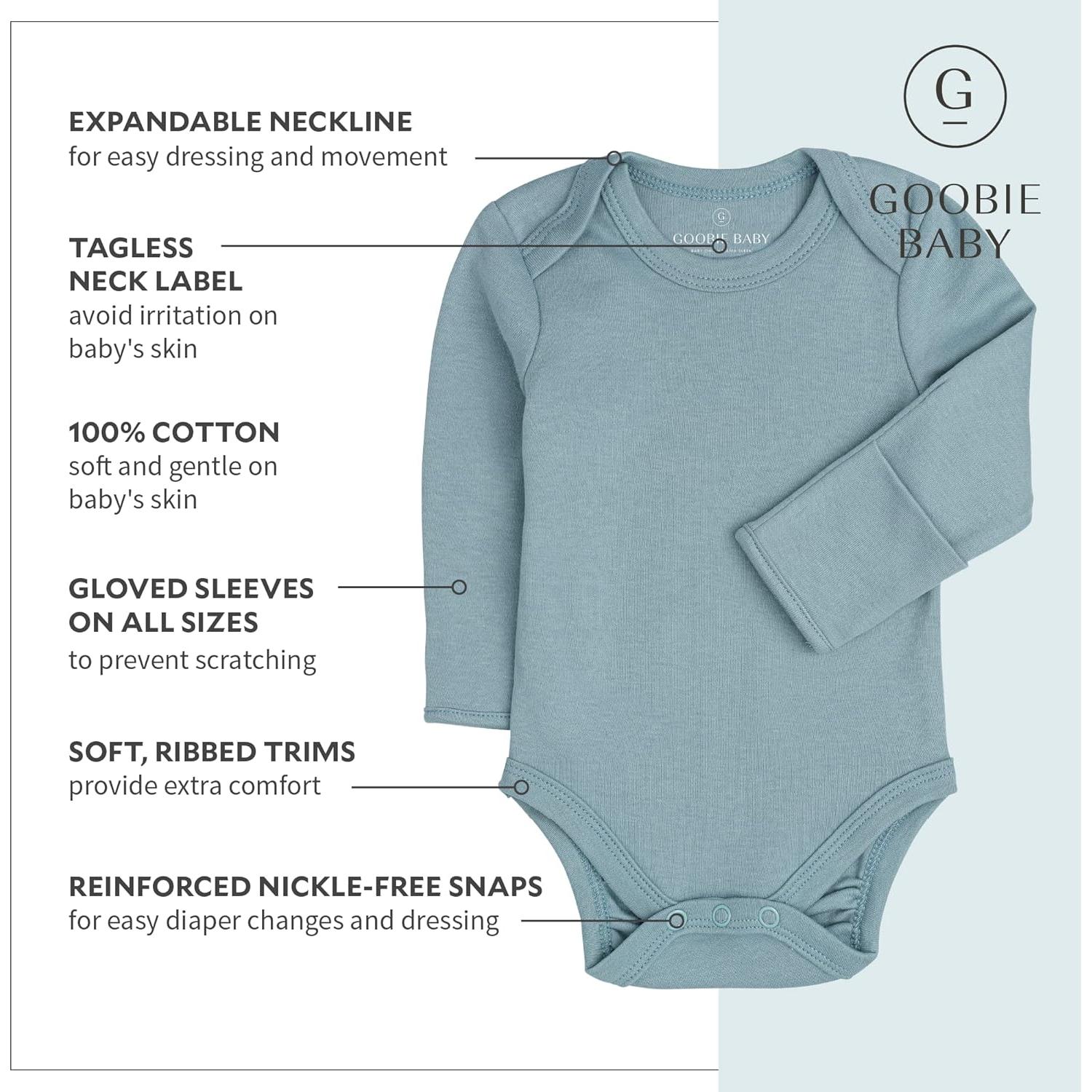 Conjunto de 4 Bodysuits Clásicos Unisex Goobie Baby 100% Algodón