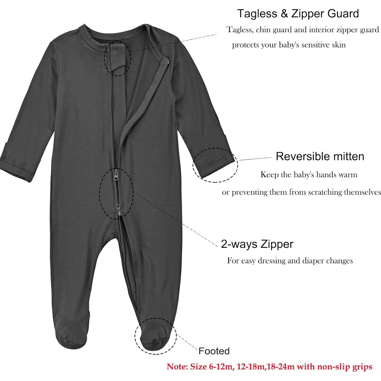 Pijamas para Bebé Aablexema 3pcs Rayón de Bambú 0-3 Meses