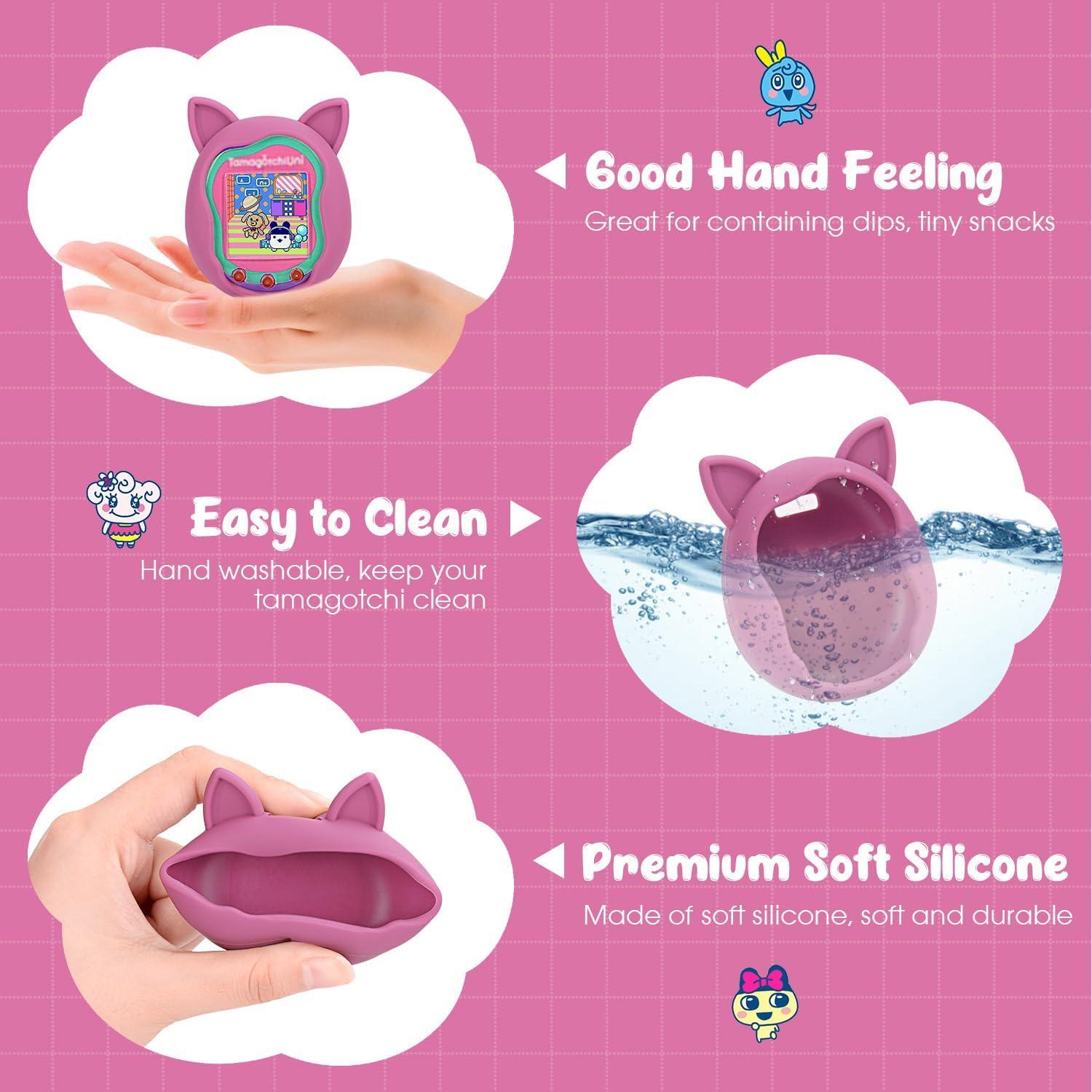 Funda de Silicona Winceed para Tamagotchi Uni - 2 Pack Rosa y Morado