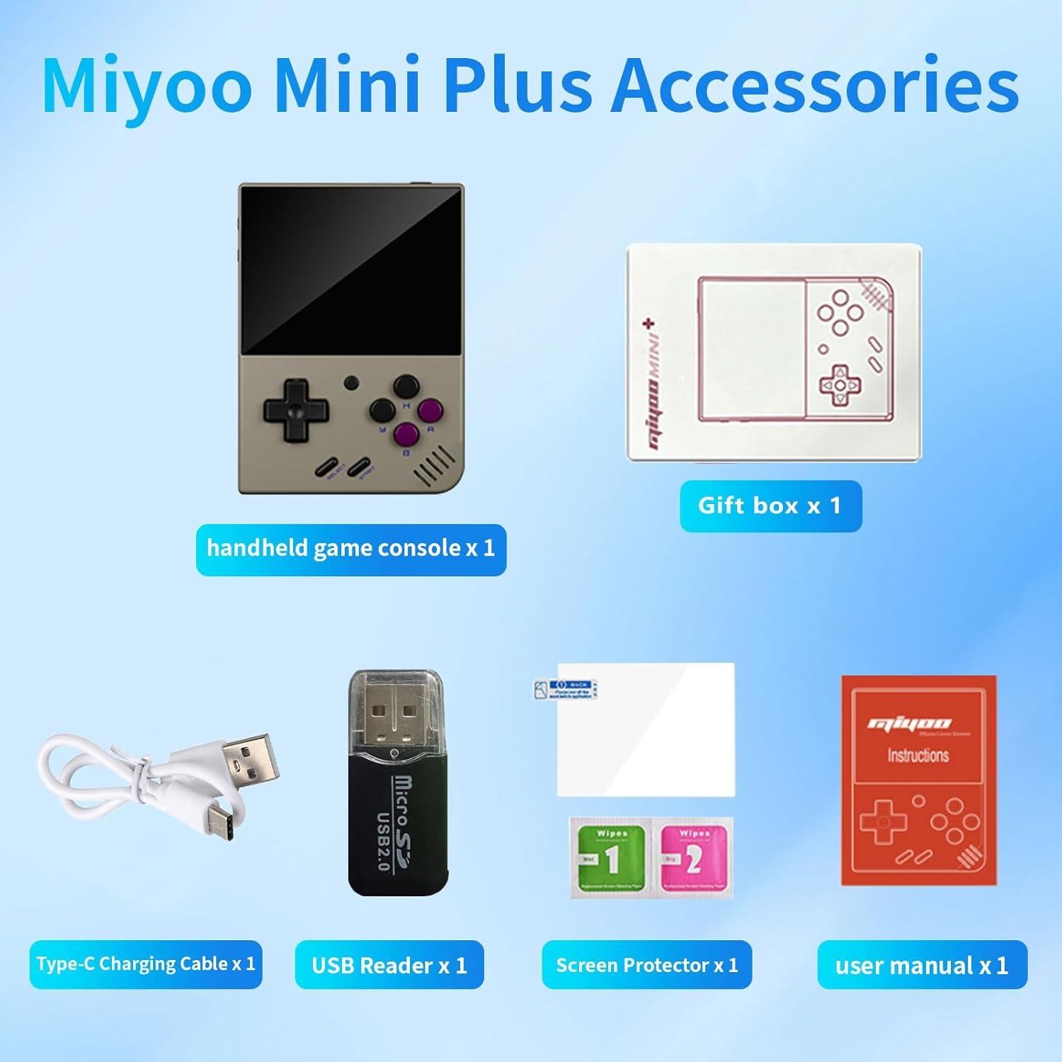 Miyoo Mini Plus Consola Retro 3.5" IPS 64GB Gris