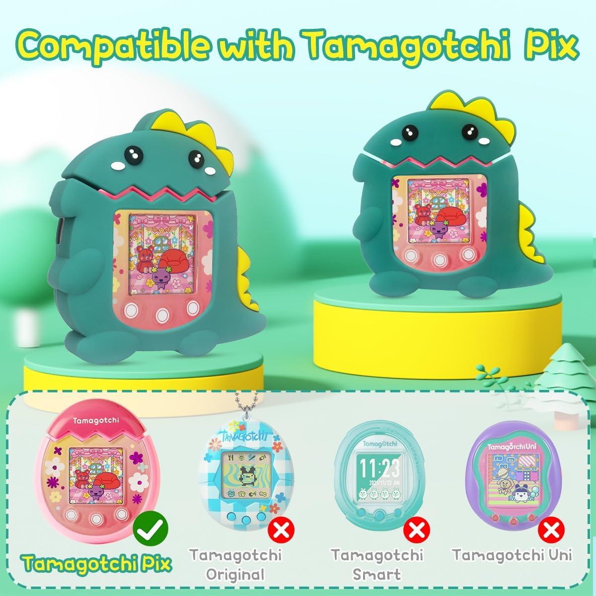 Funda de Silicona BEARDDO para Tamagotchi Pix - Diseño Dinosaurio Verde