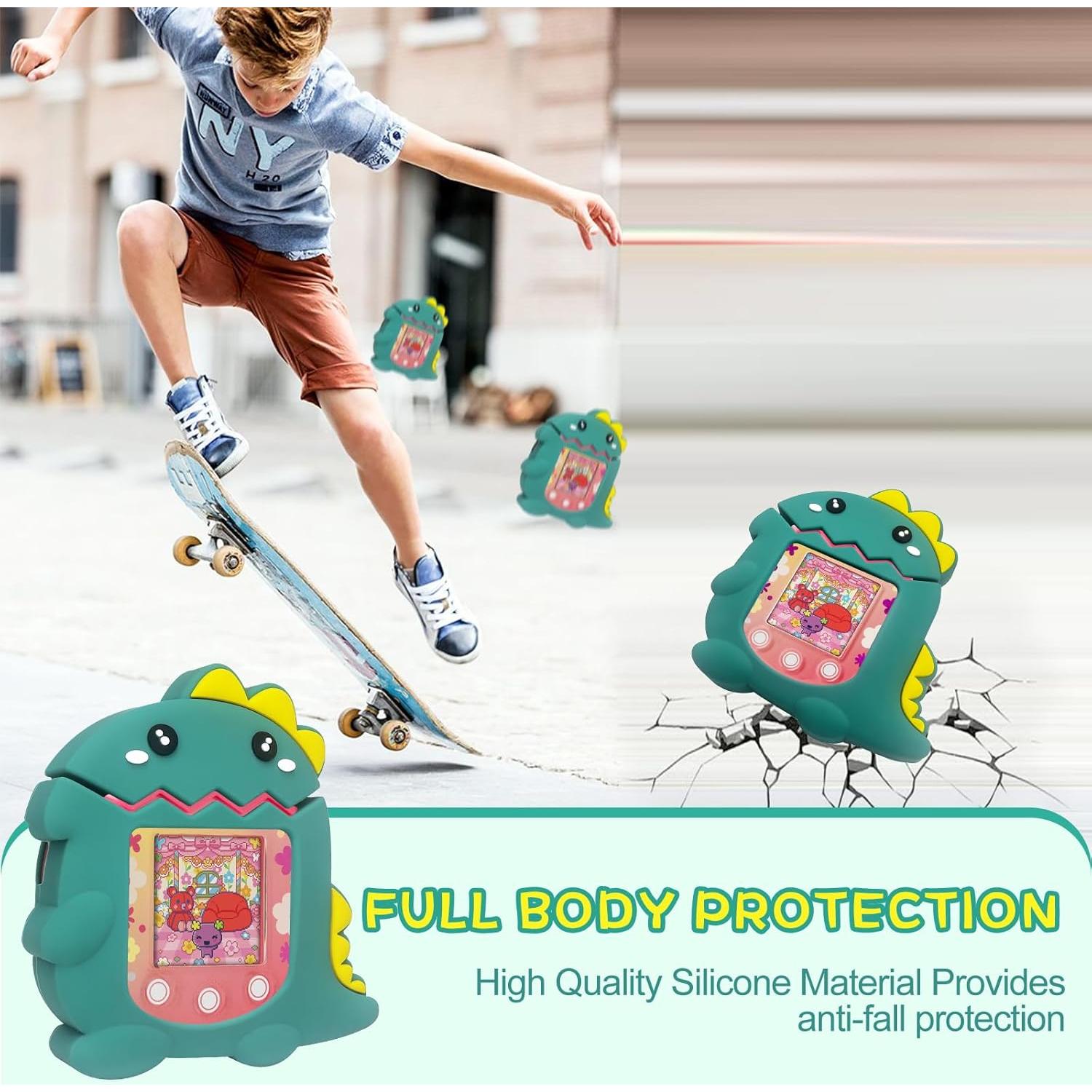 Funda de Silicona BEARDDO para Tamagotchi Pix - Diseño Dinosaurio Verde