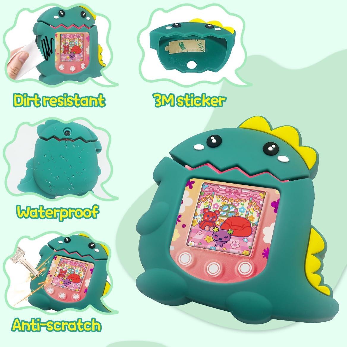 Funda de Silicona BEARDDO para Tamagotchi Pix - Diseño Dinosaurio Verde