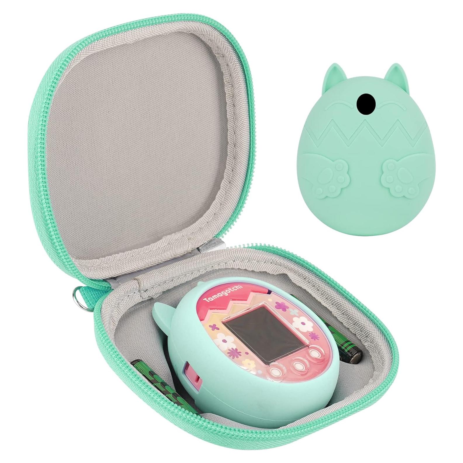 Funda de Silicona y Almacenamiento EVA para Tamagotchi Pix Verde