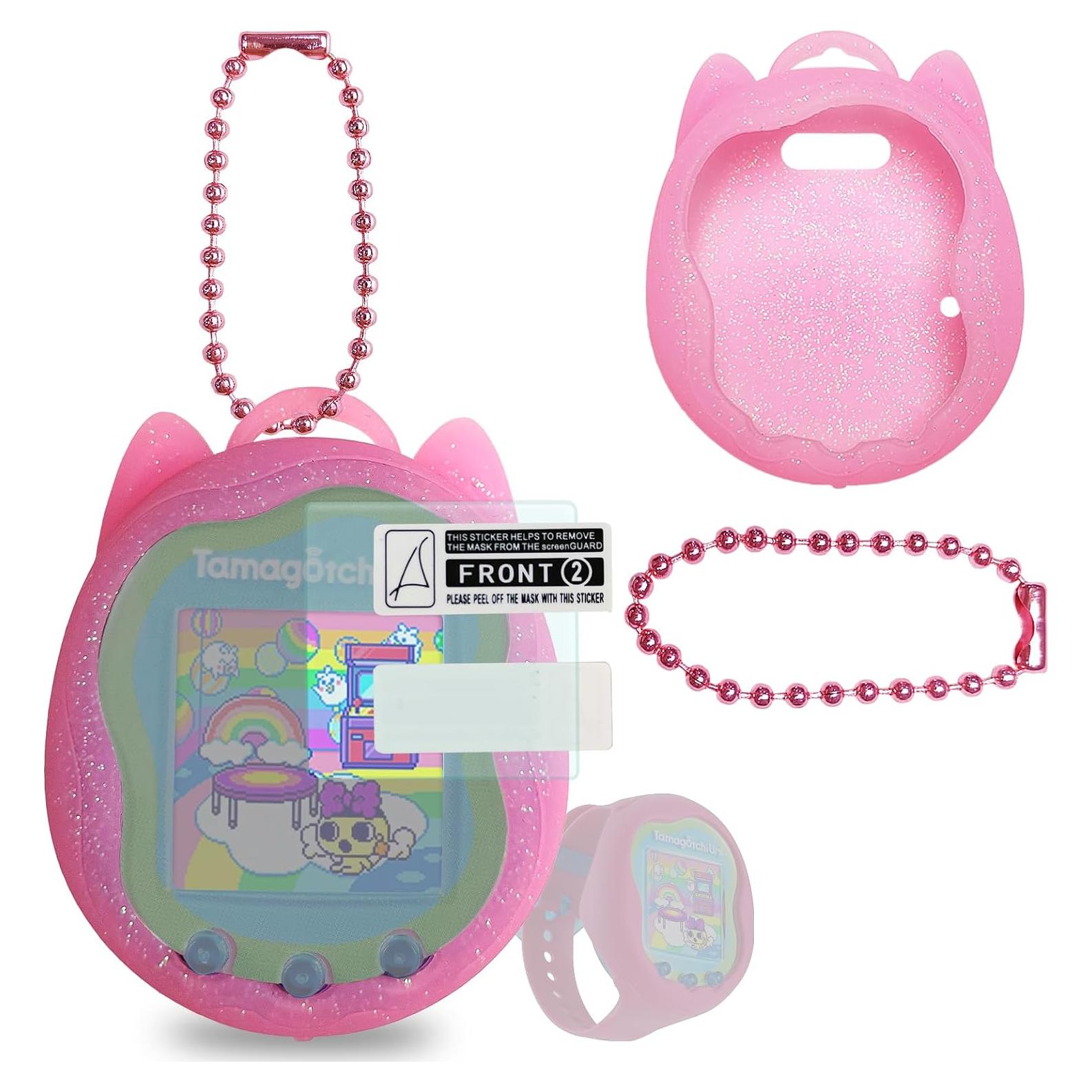 Funda de Silicona JCHPINE Rosa y Protector Pantalla Tamagotchi Uni