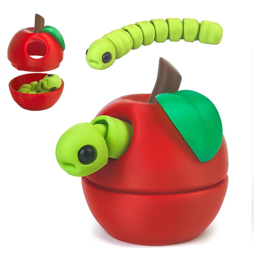 Contenedor de Manzana 3D WUQIREN con Gusano - Juguete Educativo