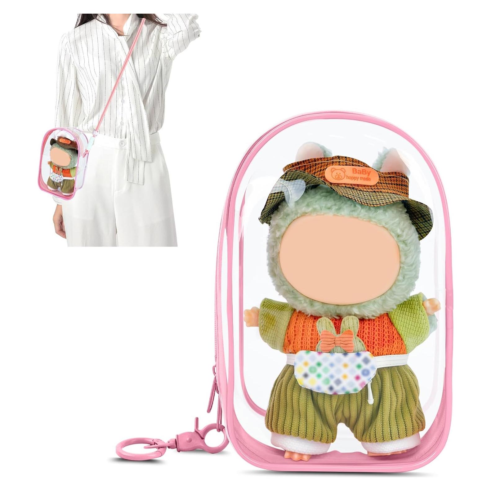 Bolsa de exhibición clara grande PVC con llavero rosa