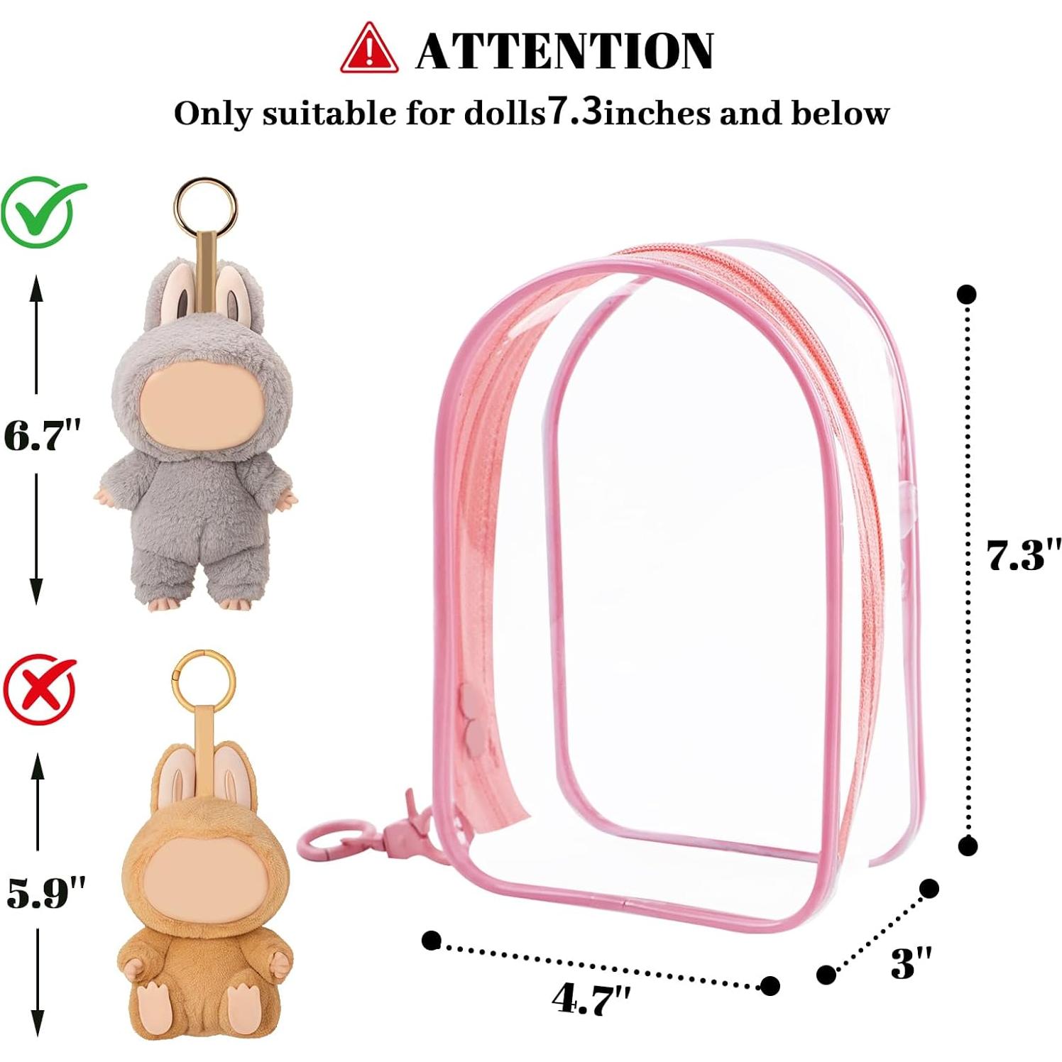 Bolsa de exhibición clara grande PVC con llavero rosa