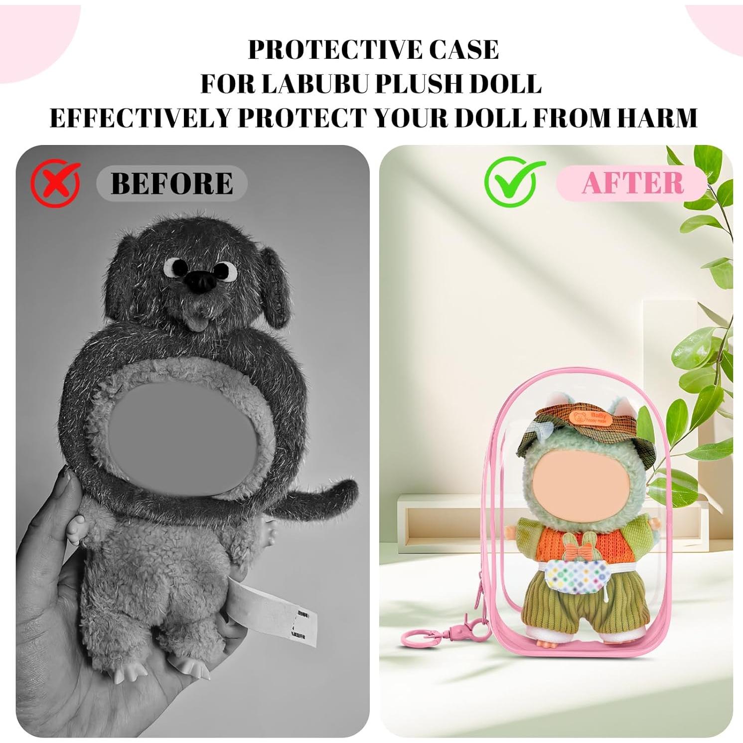 Bolsa de exhibición clara grande PVC con llavero rosa