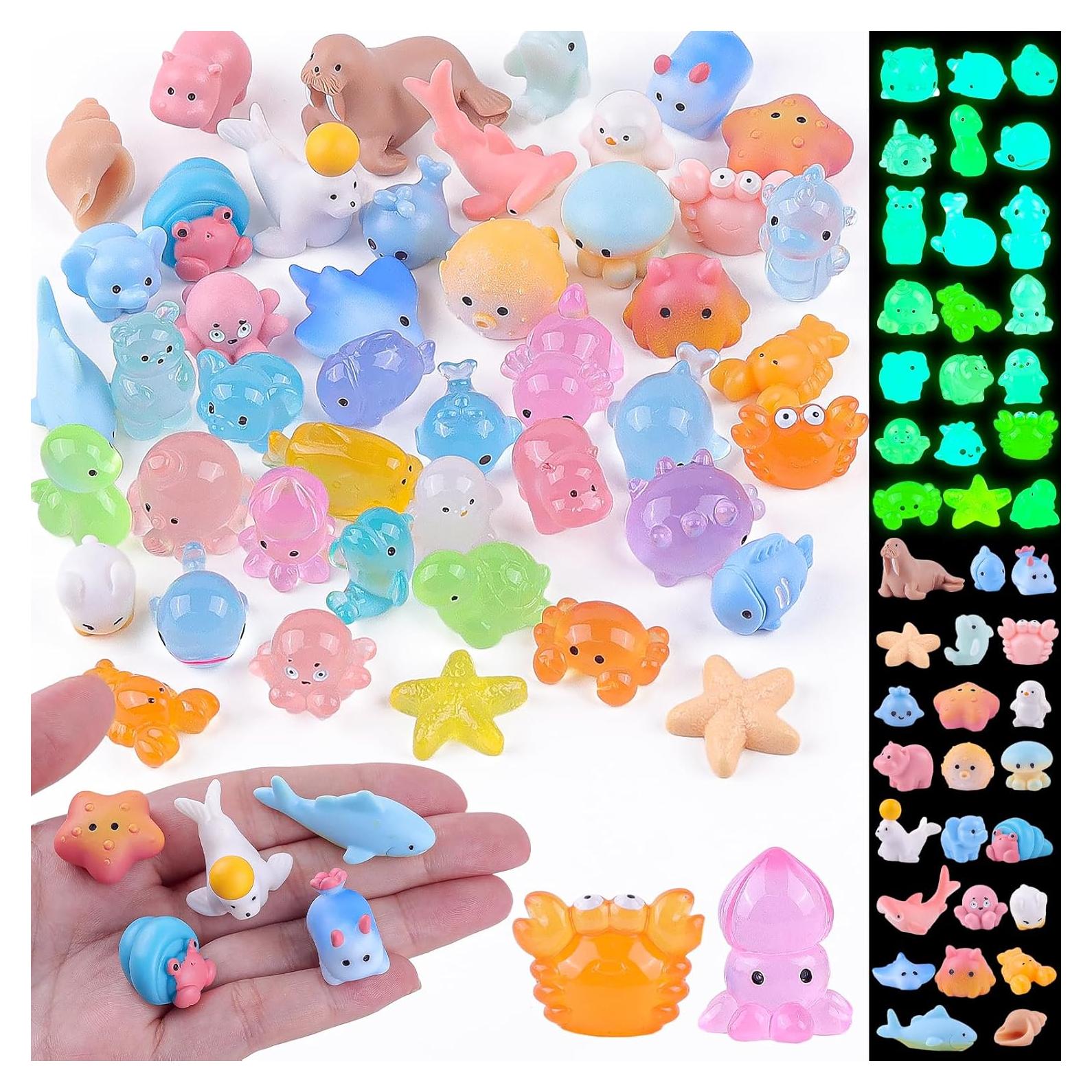 45 Piezas Mini Animales de Resina Marinos Anboor - Brillan en la Oscuridad