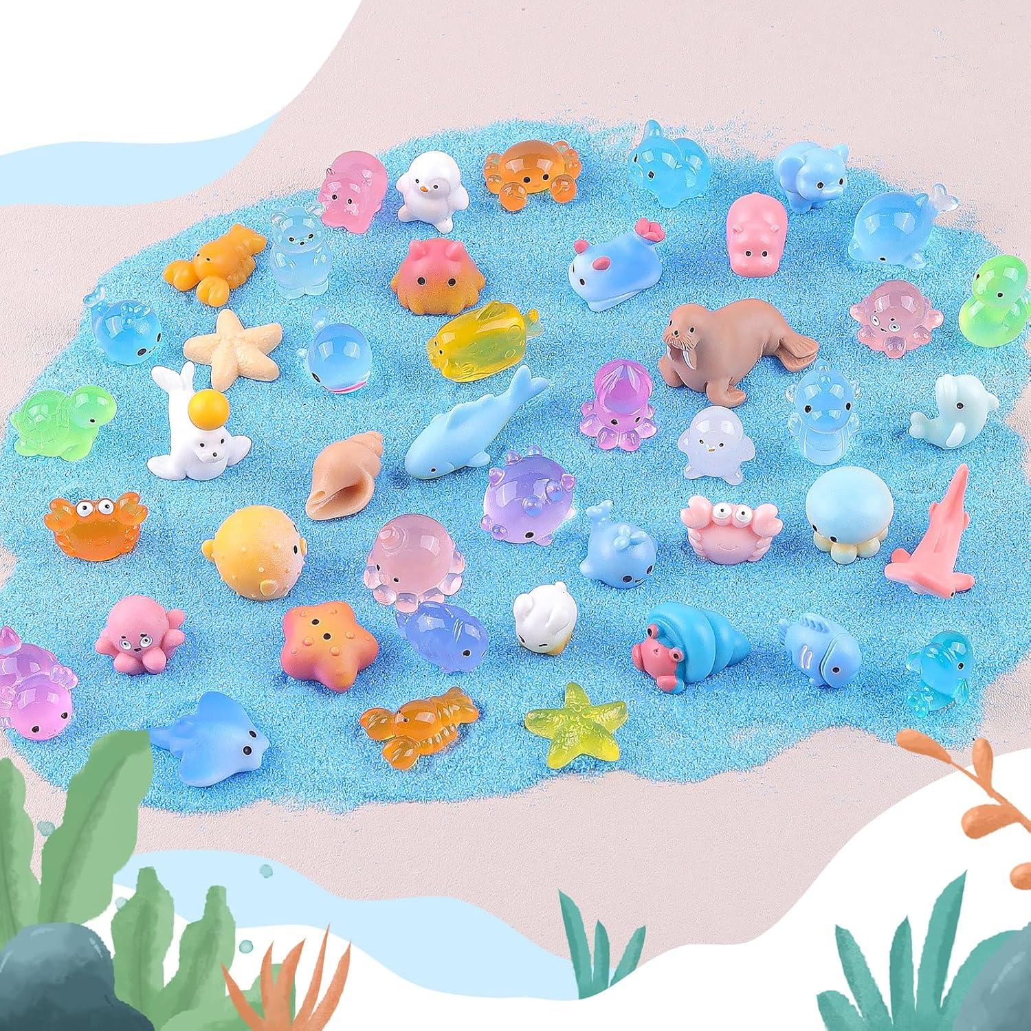 45 Piezas Mini Animales de Resina Marinos Anboor - Brillan en la Oscuridad