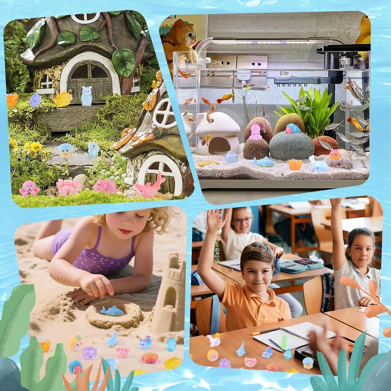 45 Piezas Mini Animales de Resina Marinos Anboor - Brillan en la Oscuridad