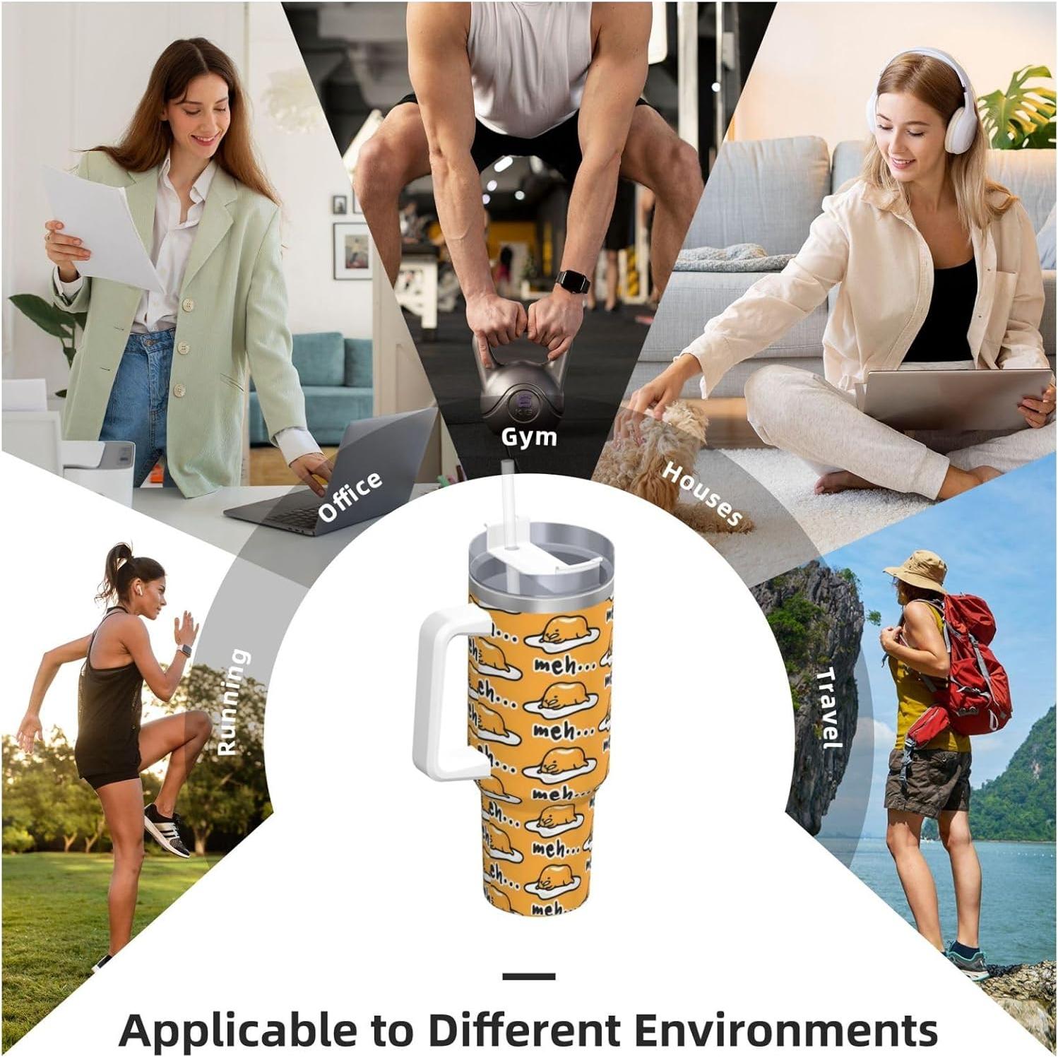 Vaso Aislado de Acero Inoxidable PTONUIC 40 oz con Asa y Popote