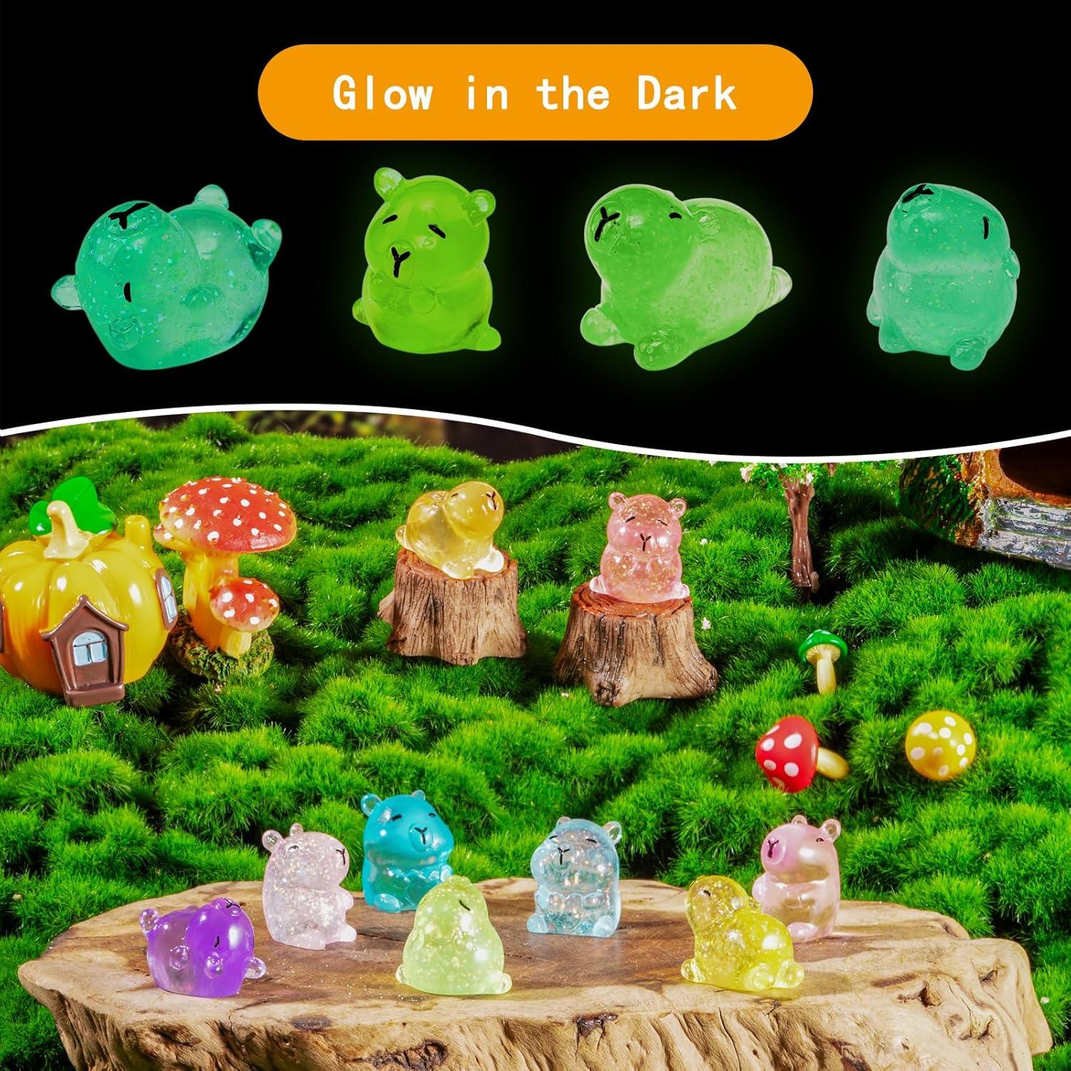 Figuritas Mini Capibara Luminiscentes - Paquete de 24 Resina