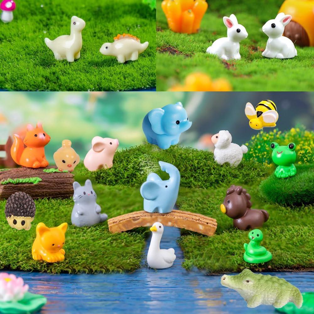46 Piezas Mini Animales de Resina Multicolor Damyda