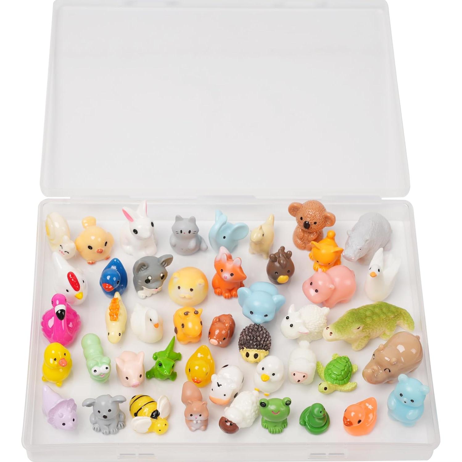 46 Piezas Mini Animales de Resina Multicolor Damyda