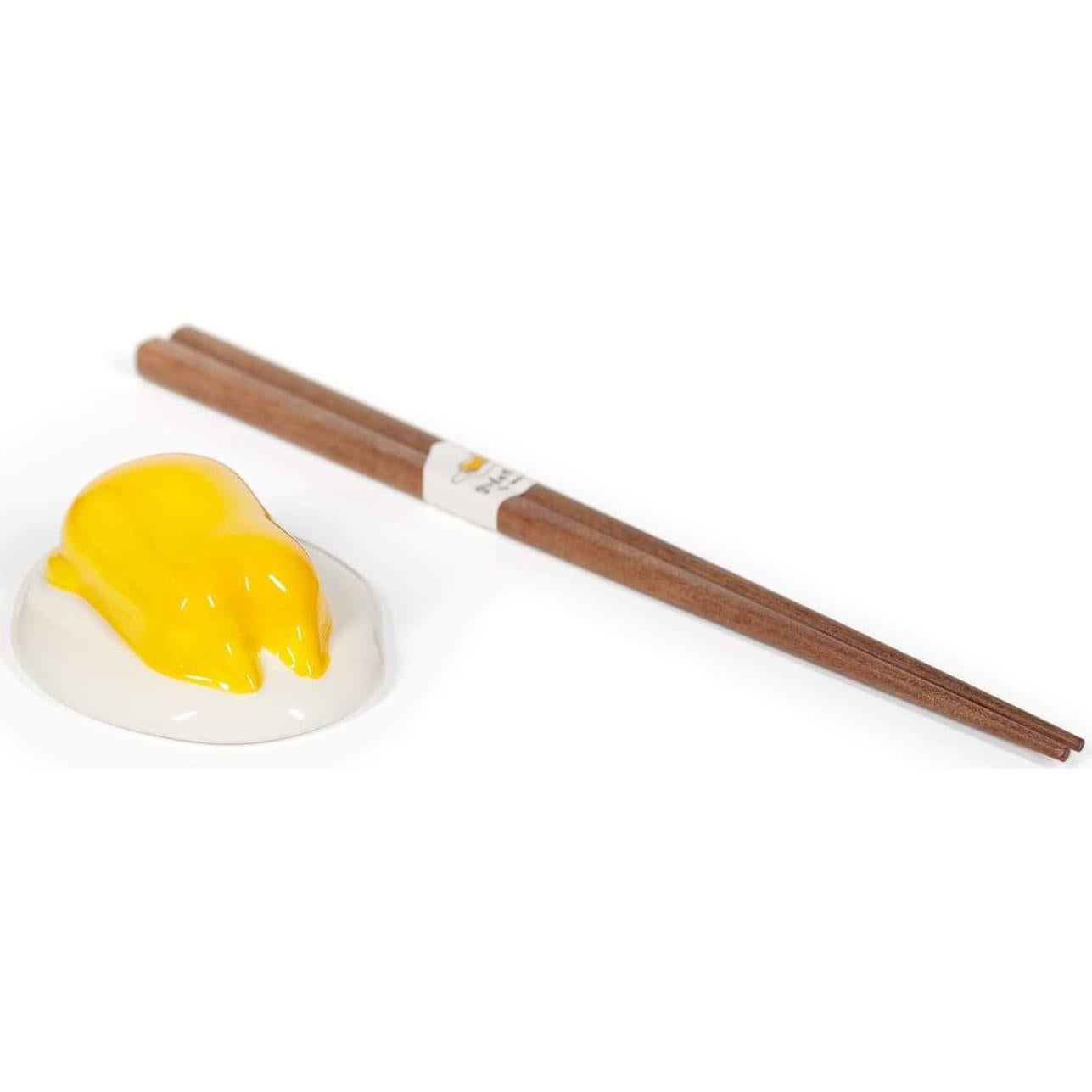 Juego de Palillos Reutilizables Gudetama con Soporte Cerámico
