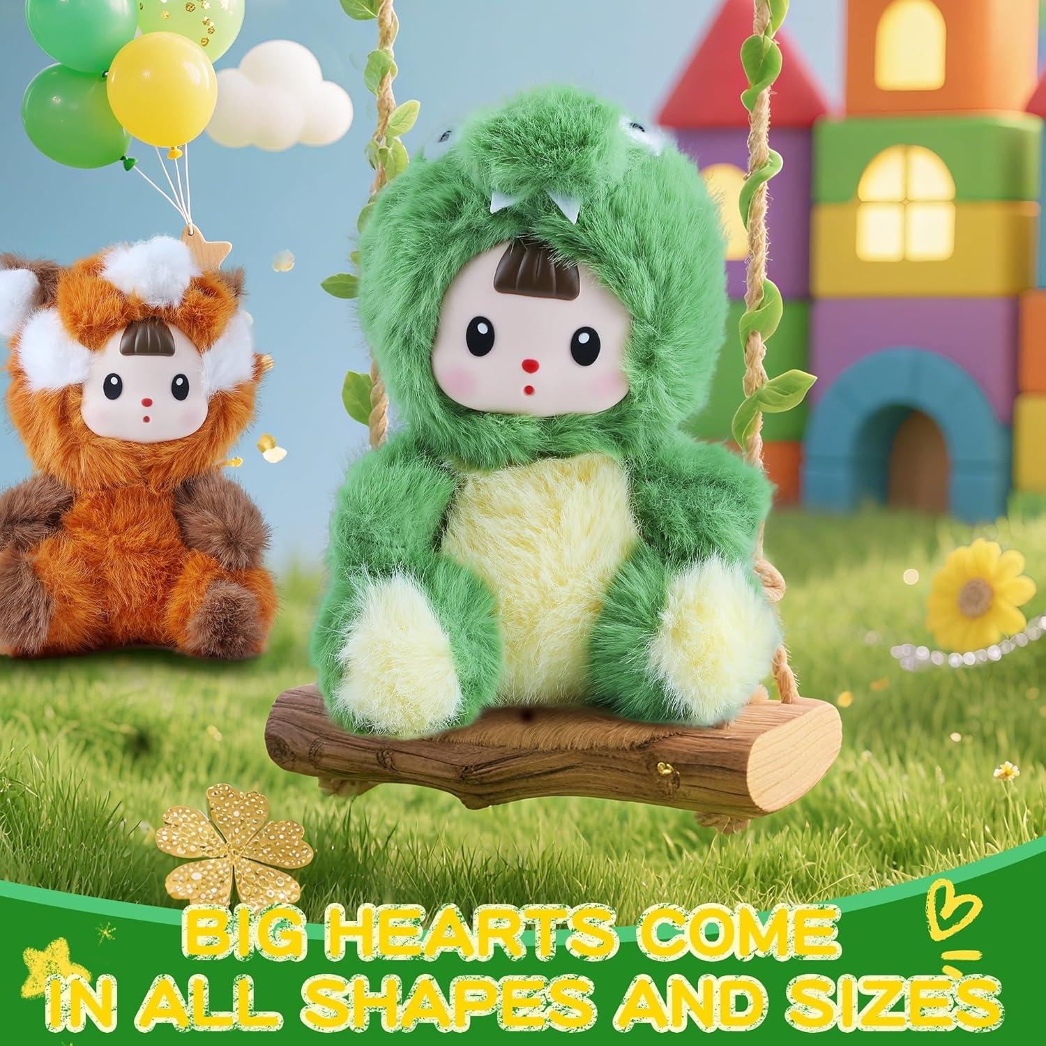 Peluche Dinosaurio Verde Kawaii SnugglePals 13.5x15.5x17cm