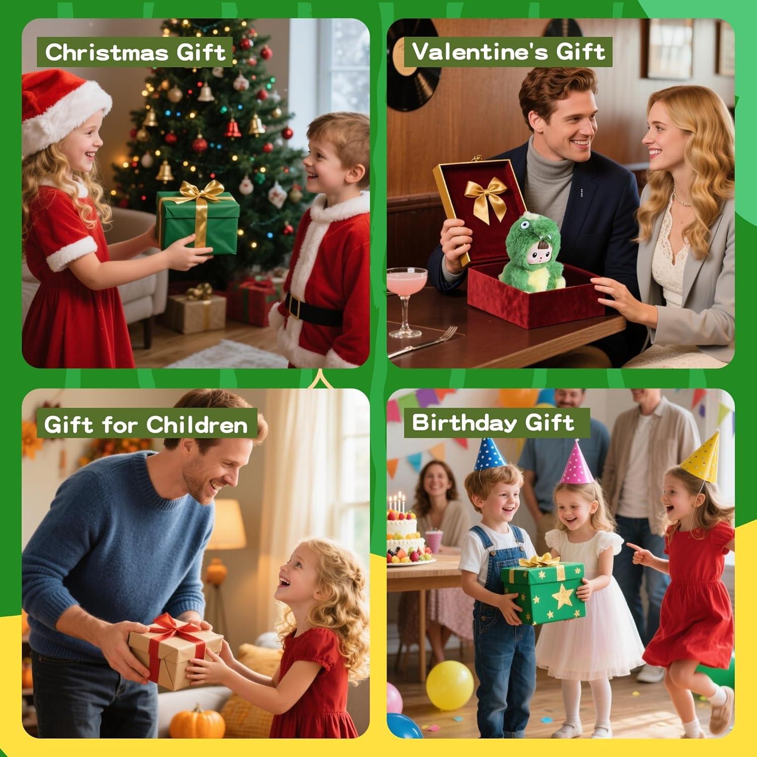 Peluche Dinosaurio Verde Kawaii SnugglePals 13.5x15.5x17cm