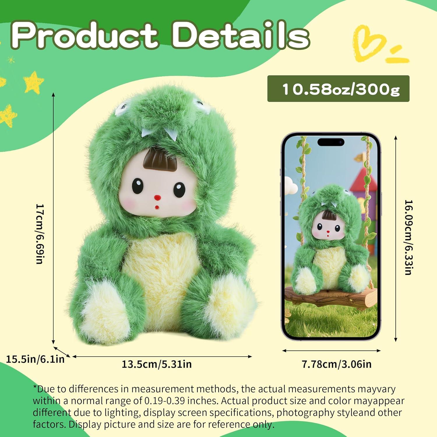 Peluche Dinosaurio Verde Kawaii SnugglePals 13.5x15.5x17cm